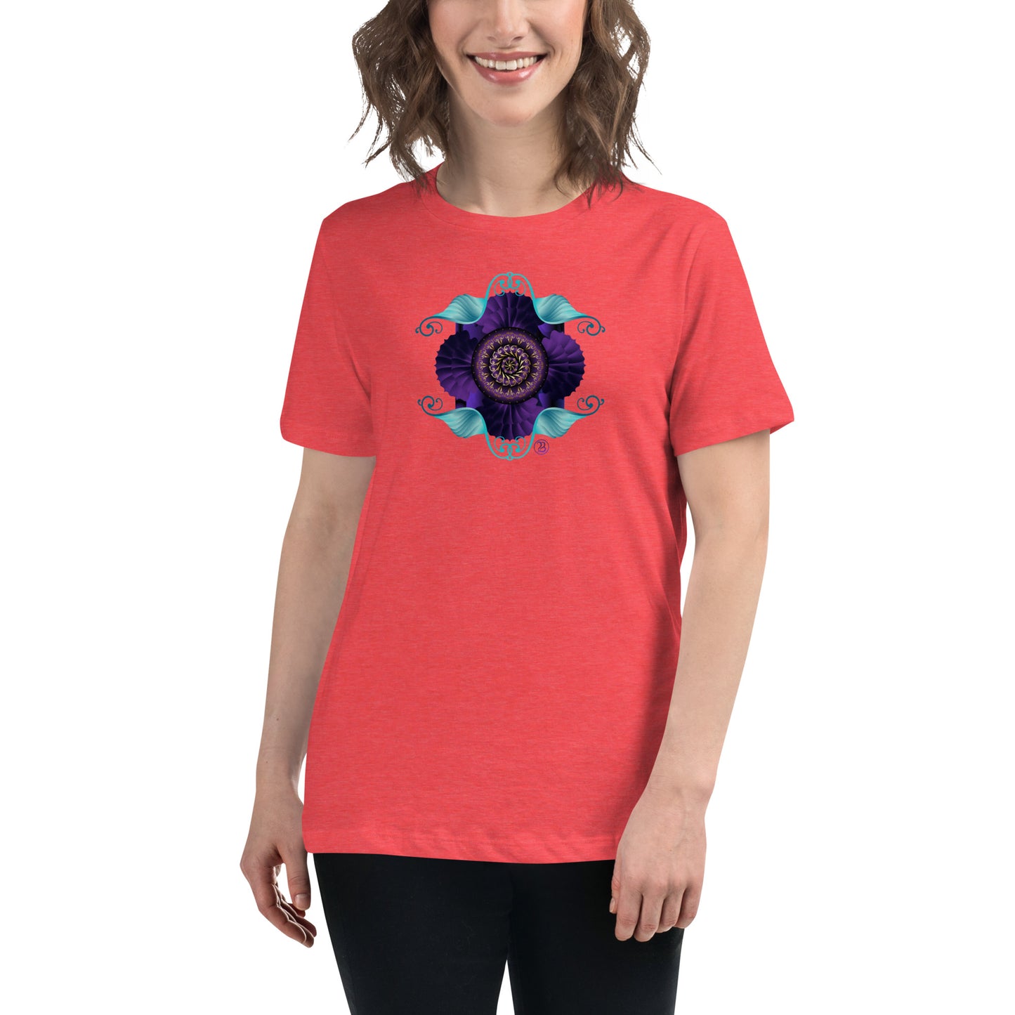 Women's Relaxed T-Shirt Kuklos 4364 Abstract Mandala Purple - Aqua - Gold colors Free Shipping