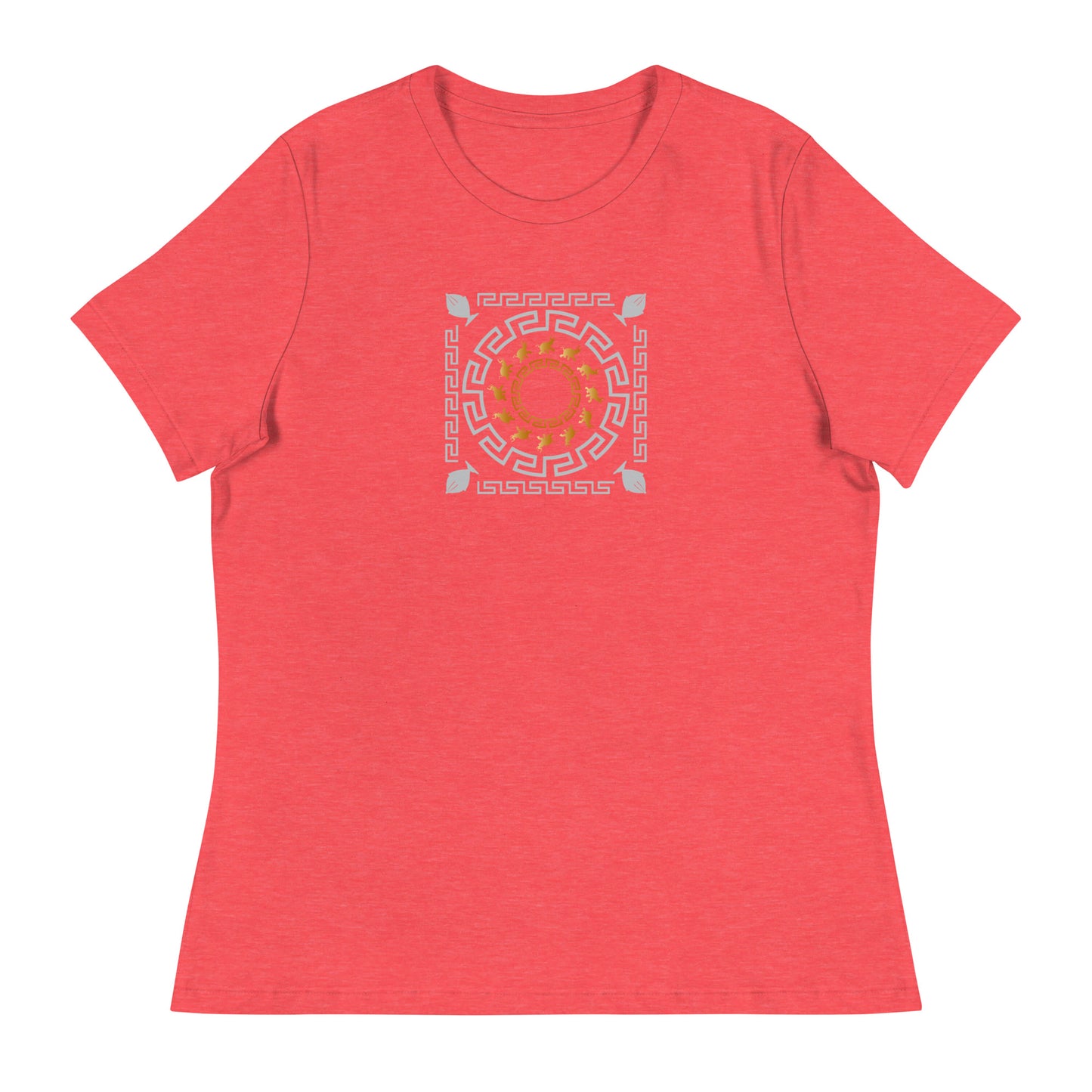 Women's Relaxed T-Shirt Kuklos 4382 Mandala Greek Border Design - Silver - Gold colors Free Shipping