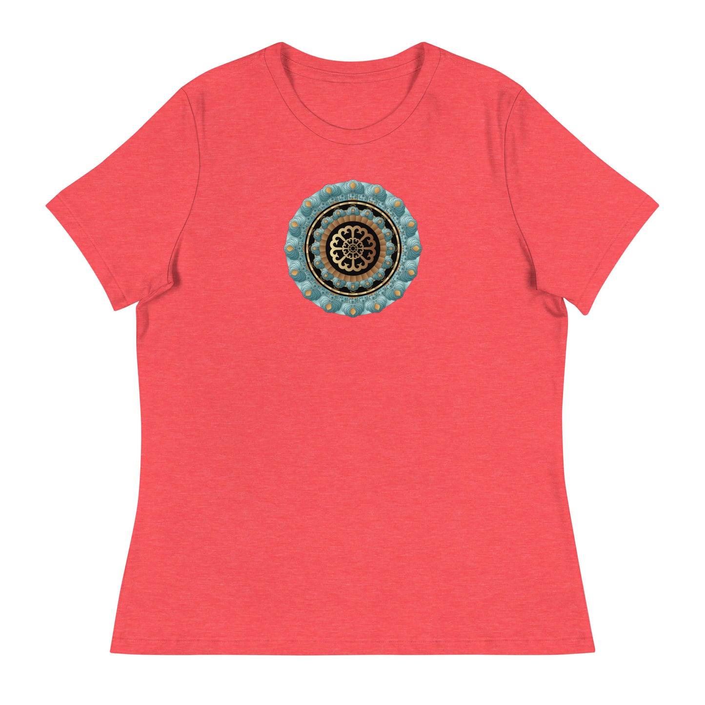 Women's Relaxed T-Shirt Kuklos No 4440 Mandala Aqua - Gold colors Free Shipping