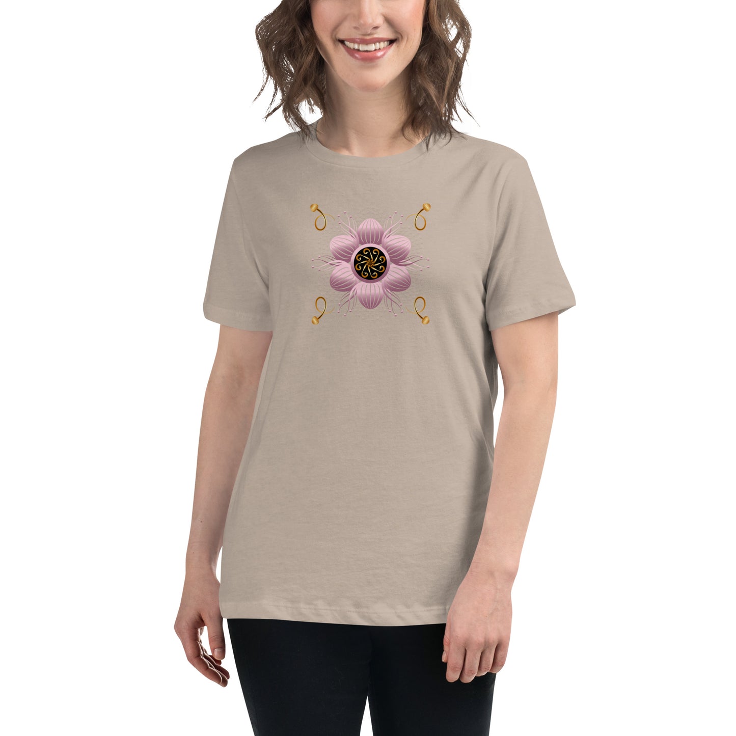 Women's Relaxed T-Shirt Kuklos 4404 Mandala Pink - Gold colors Free Shipping