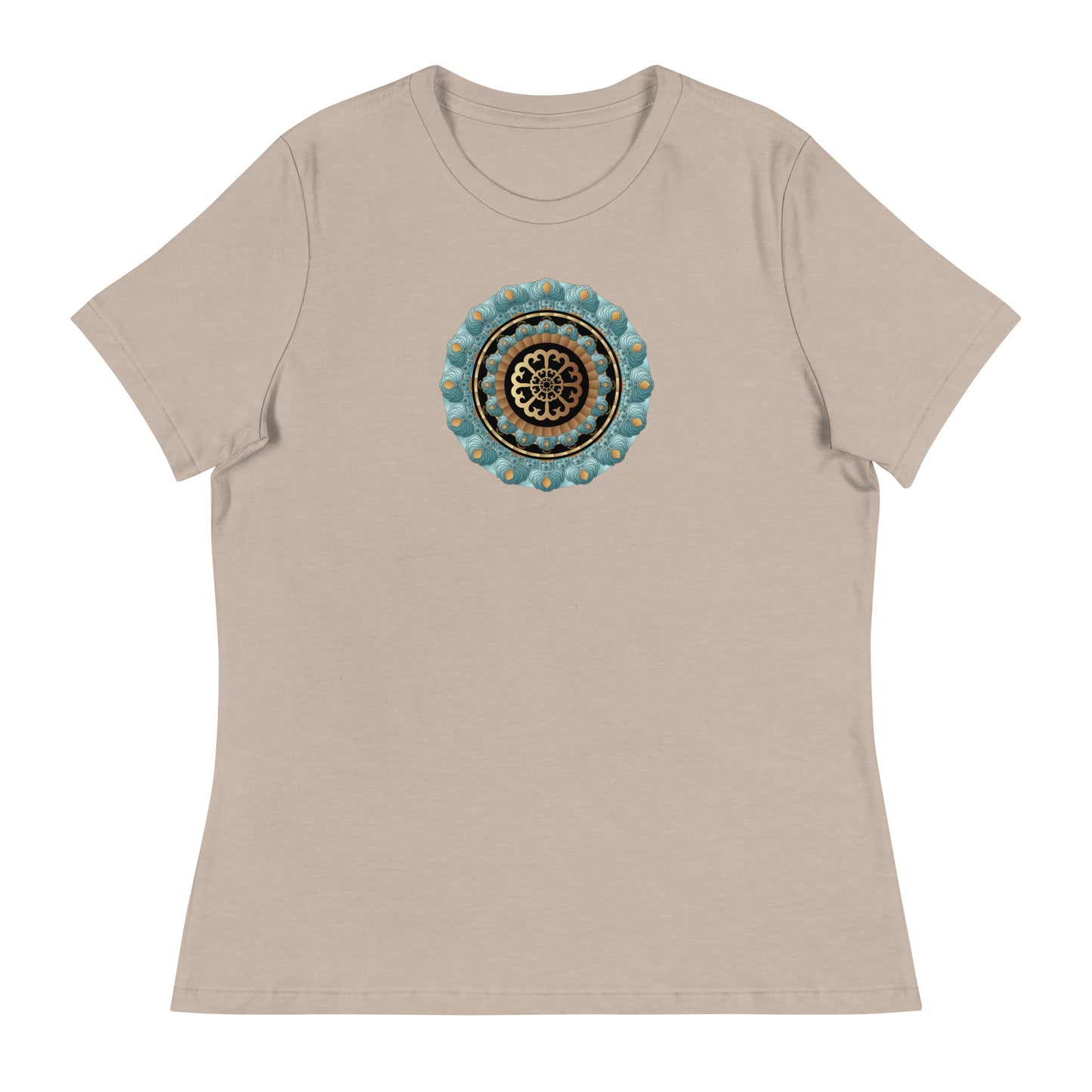 Women's Relaxed T-Shirt Kuklos No 4440 Mandala Aqua - Gold colors Free Shipping