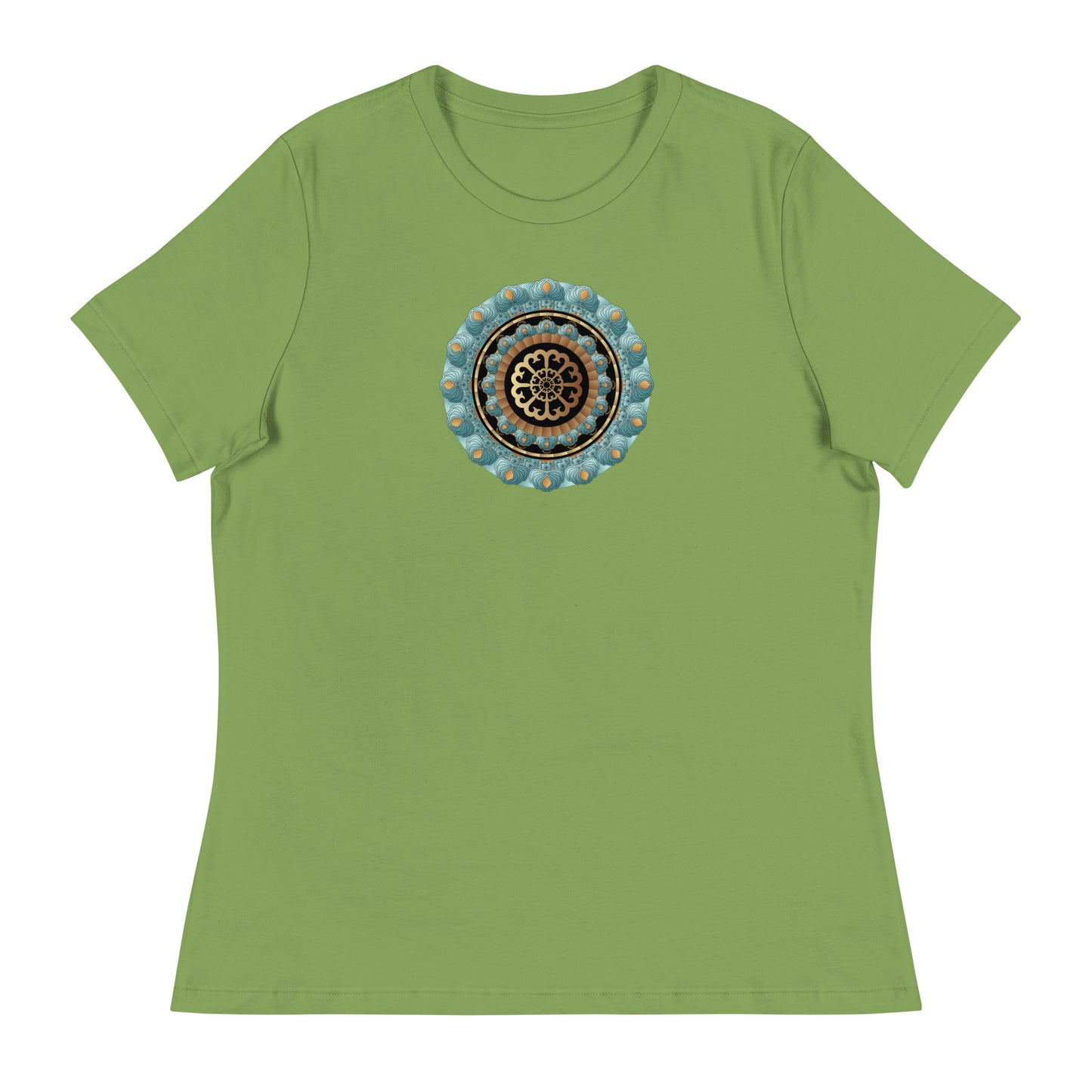 Women's Relaxed T-Shirt Kuklos No 4440 Mandala Aqua - Gold colors Free Shipping