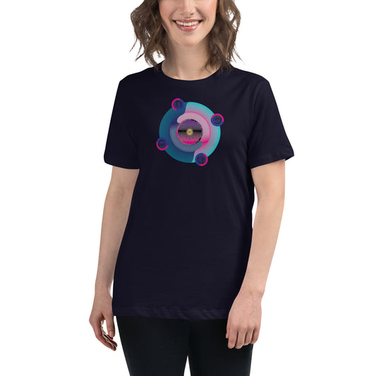 Women's Relaxed T-Shirt Kuklos 4301 Abstract Mandala - Pink - Aqua colors Free Shipping