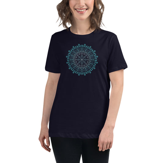 Women's Relaxed T-Shirt Kuklos 4325 Mandala Aqua color Free Shipping