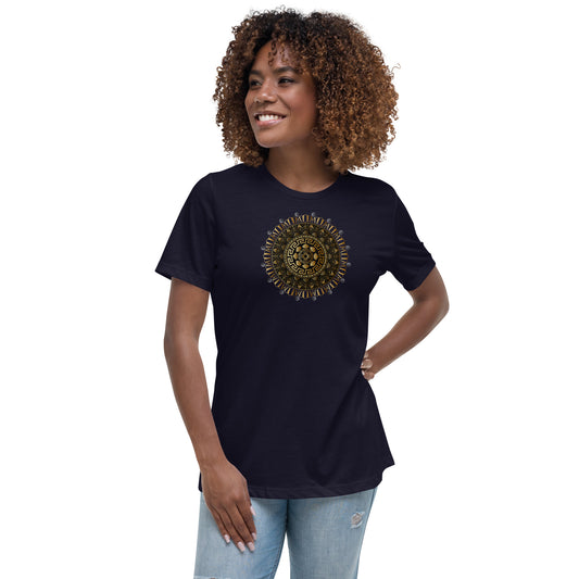 Women's Relaxed T-Shirt Kuklos 4354 Mandala Silver- Gold colors Free Shipping