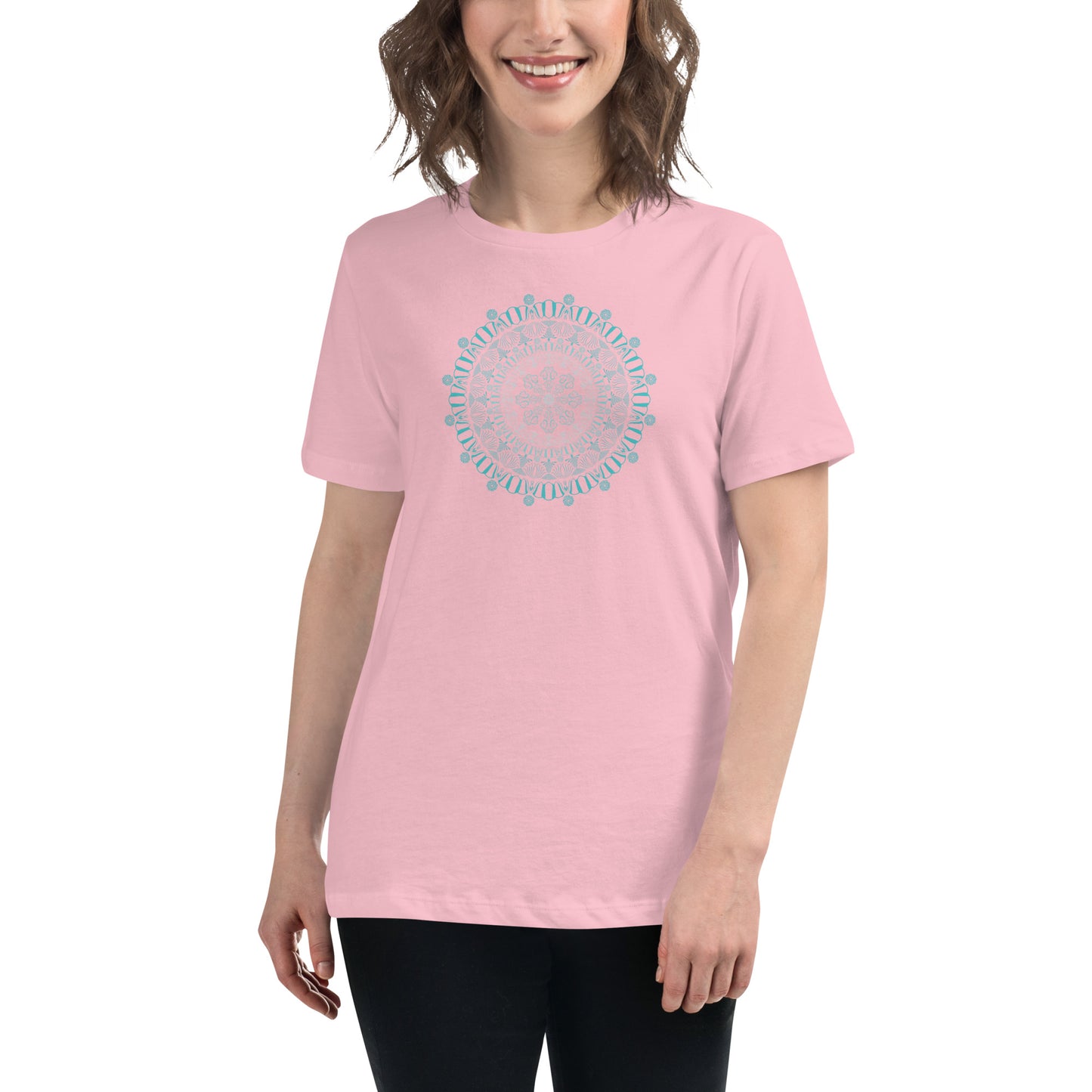 Women's Relaxed T-Shirt Kuklos 4325 Mandala Aqua color Free Shipping