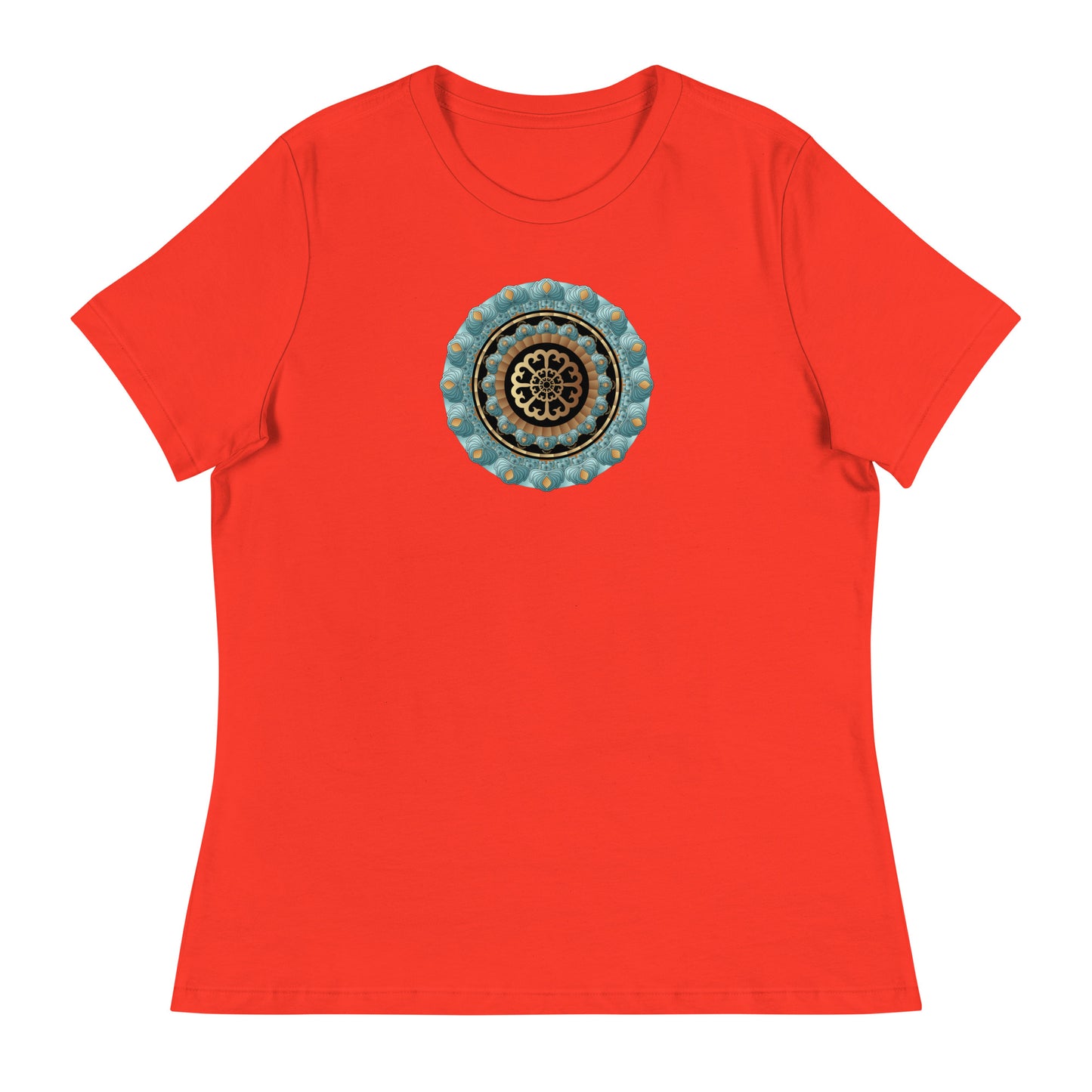 Women's Relaxed T-Shirt Kuklos No 4440 Mandala Aqua - Gold colors Free Shipping