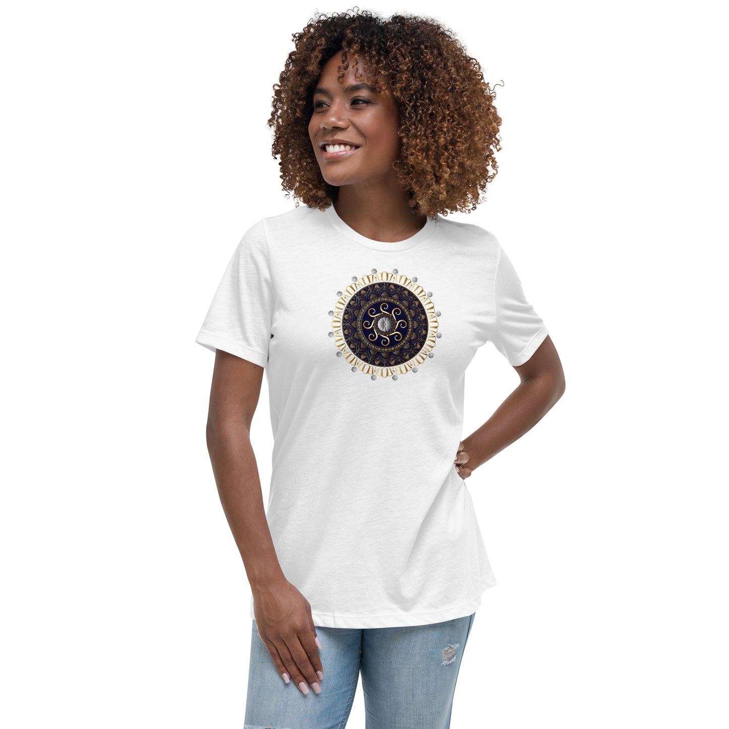 Women's Relaxed T-Shirt Kuklos 4318 Mandala Silver - Gold colors Free Shipping