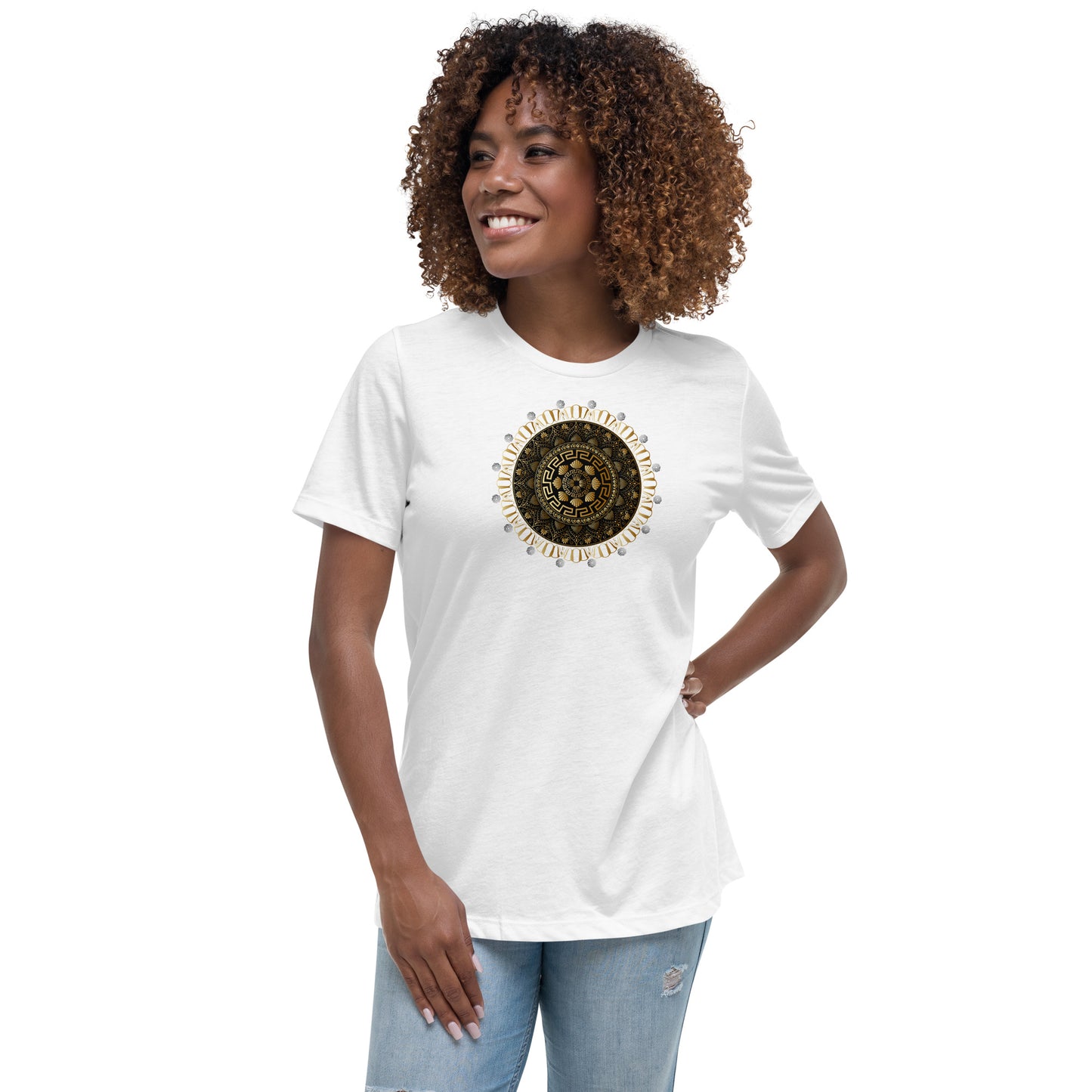 Women's Relaxed T-Shirt Kuklos 4354 Mandala Silver- Gold colors Free Shipping