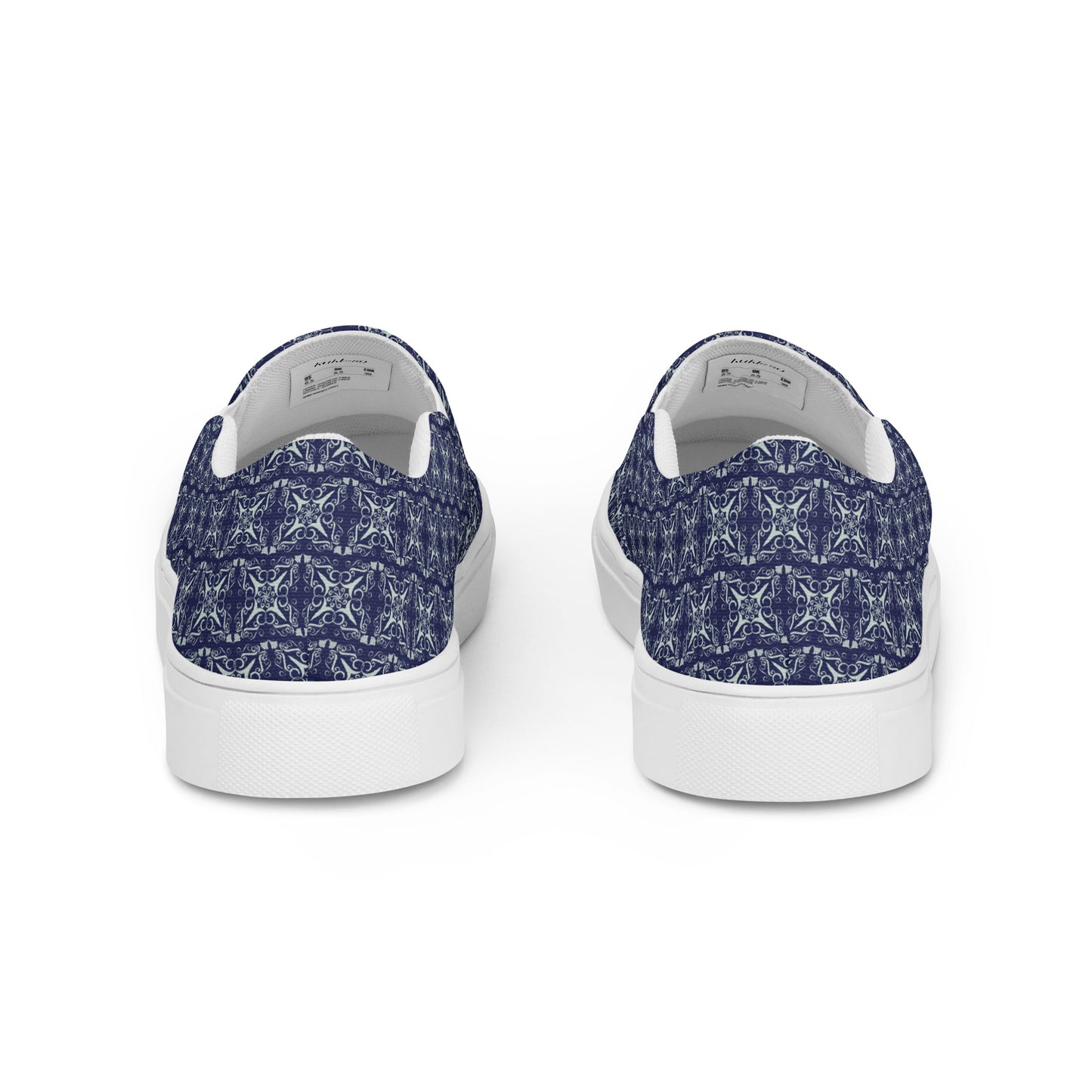 Women’s slip-on canvas shoes Kukloso Geometrica No 10 Silver on Navy - Free Shipping