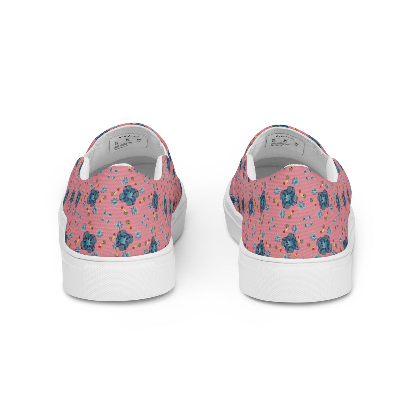 Women’s slip-on canvas shoes Kukloso Geometrica No 28 Blue on Pink - Free Shipping