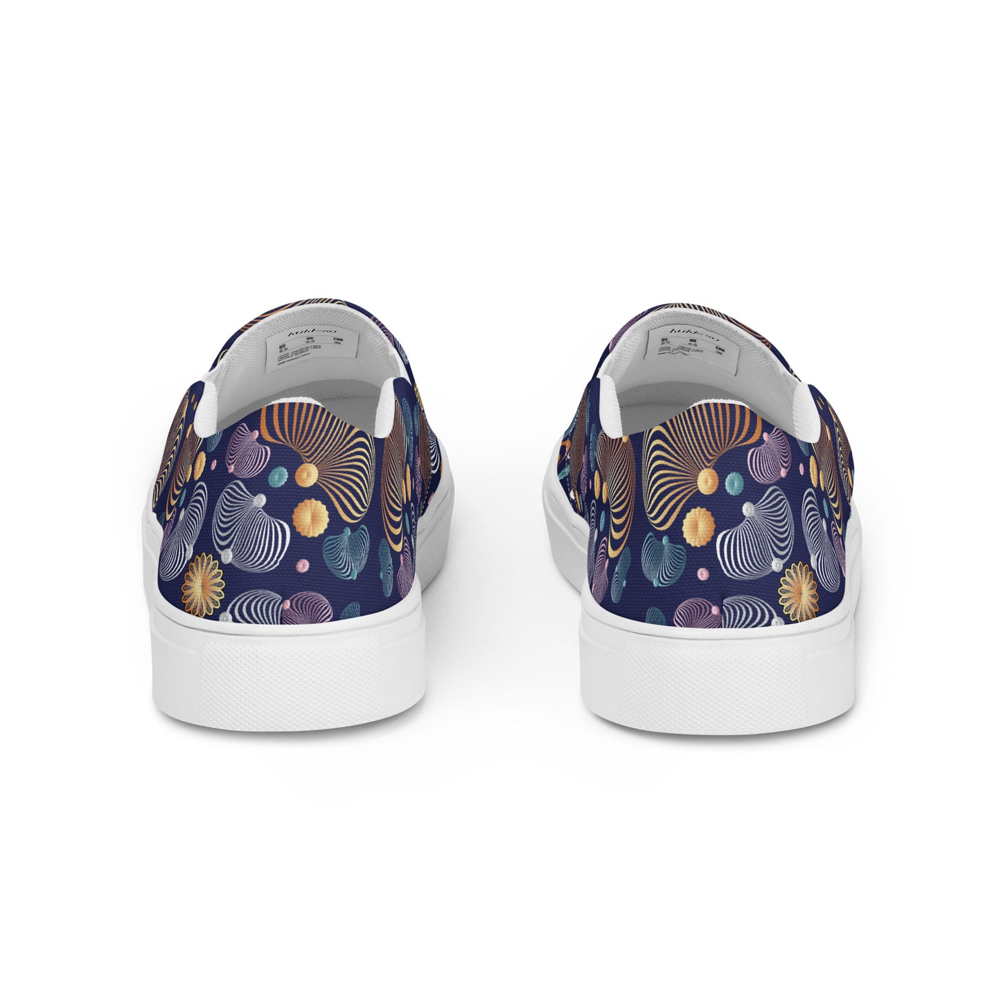 Women’s slip-on canvas shoes Kukloso Geometrica No 44 Pink, Gold, Silver on Navy - Free Shipping