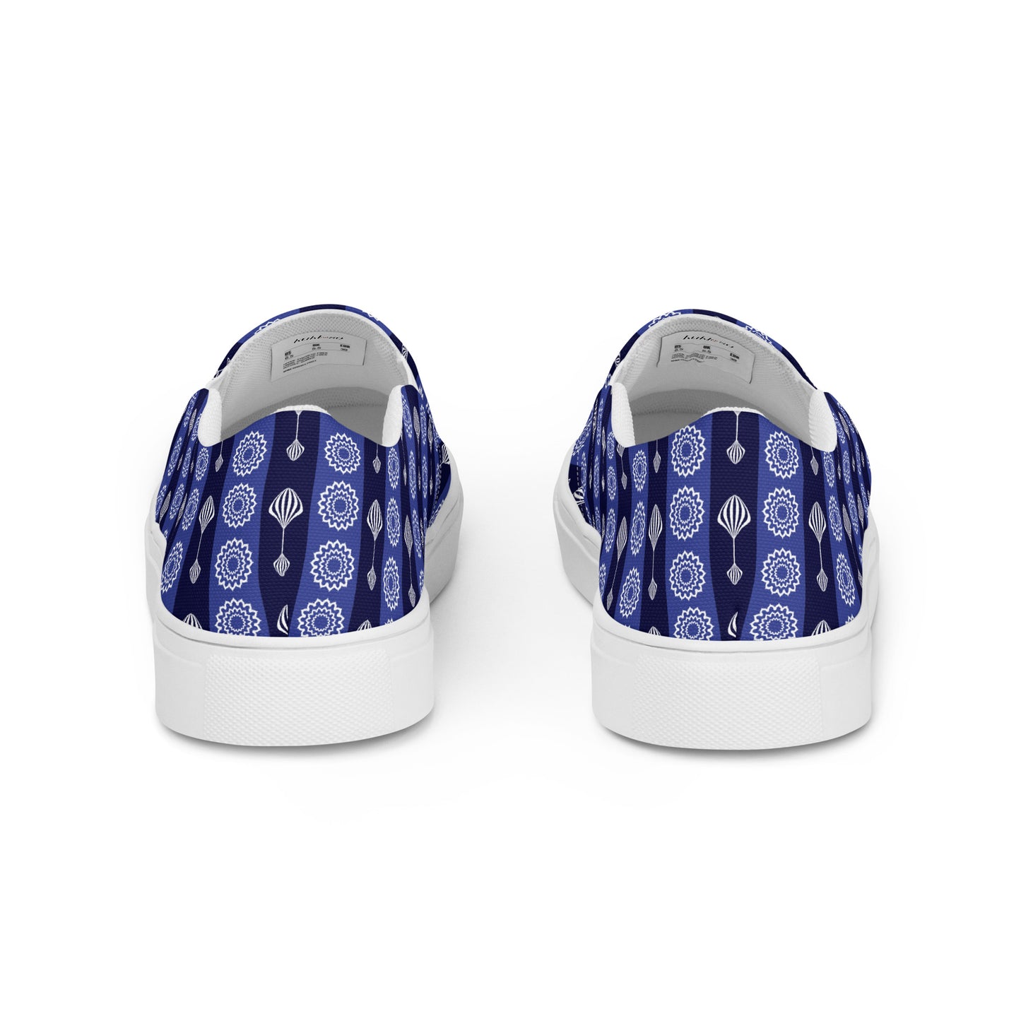 Women’s slip-on canvas shoes Kukloso FS No 41 Mini-Mandalas, Navy Stripes - Free Shipping