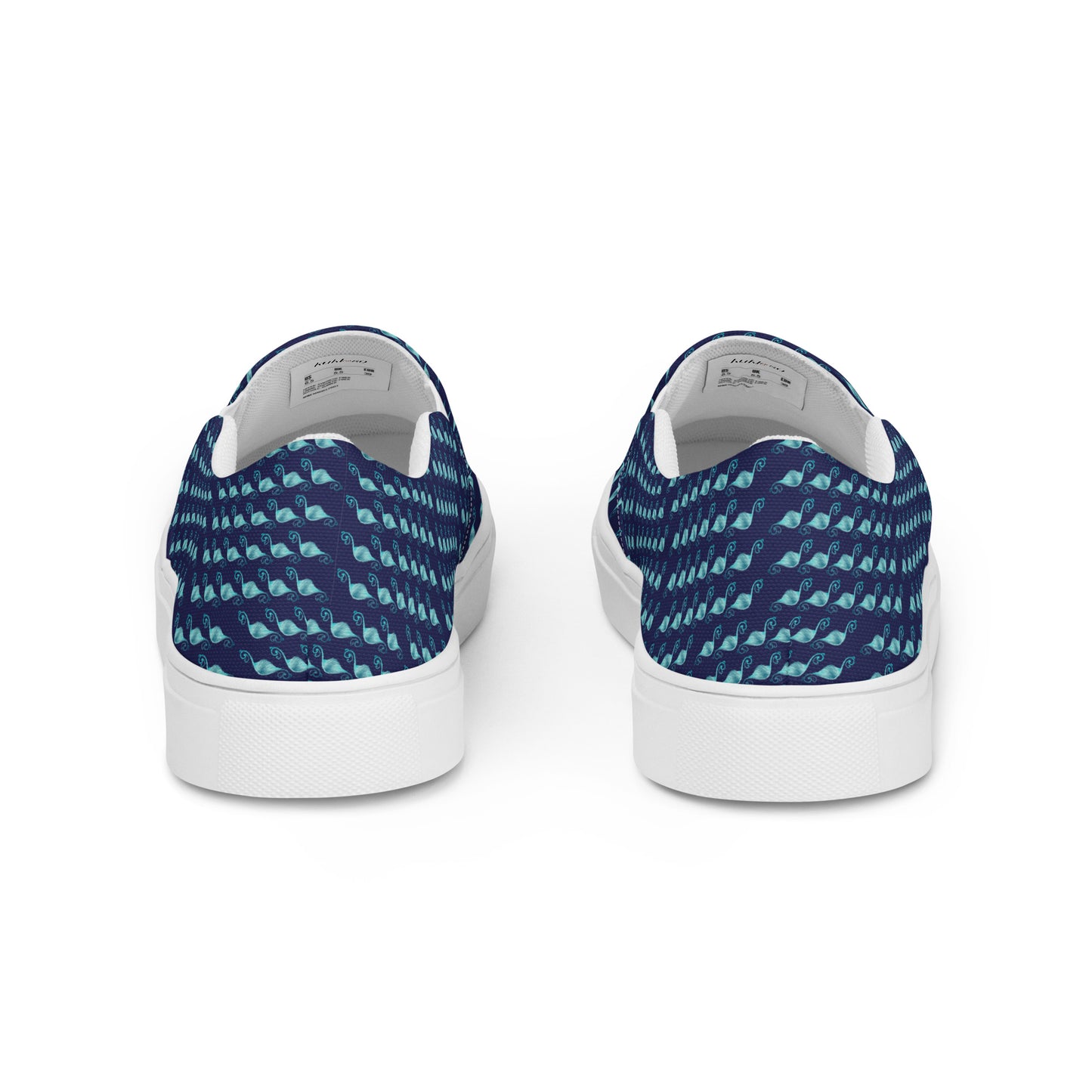 Women’s slip-on canvas shoes Kukloso Fleurons No 30 Aqua on Navy - Free Shipping