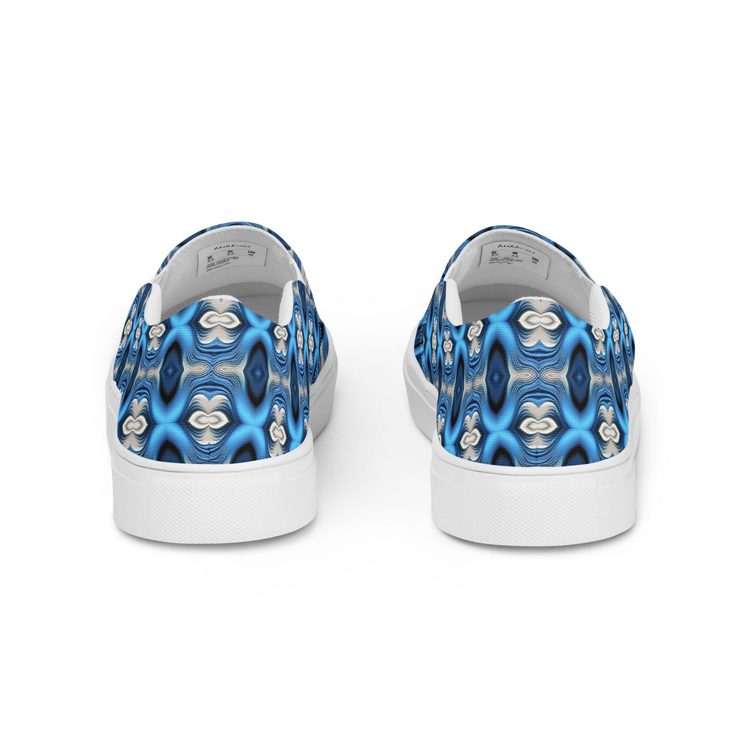 Women’s slip-on canvas shoes Kukloso Cubist Faces No 6 Silver/Blue - Free Shipping