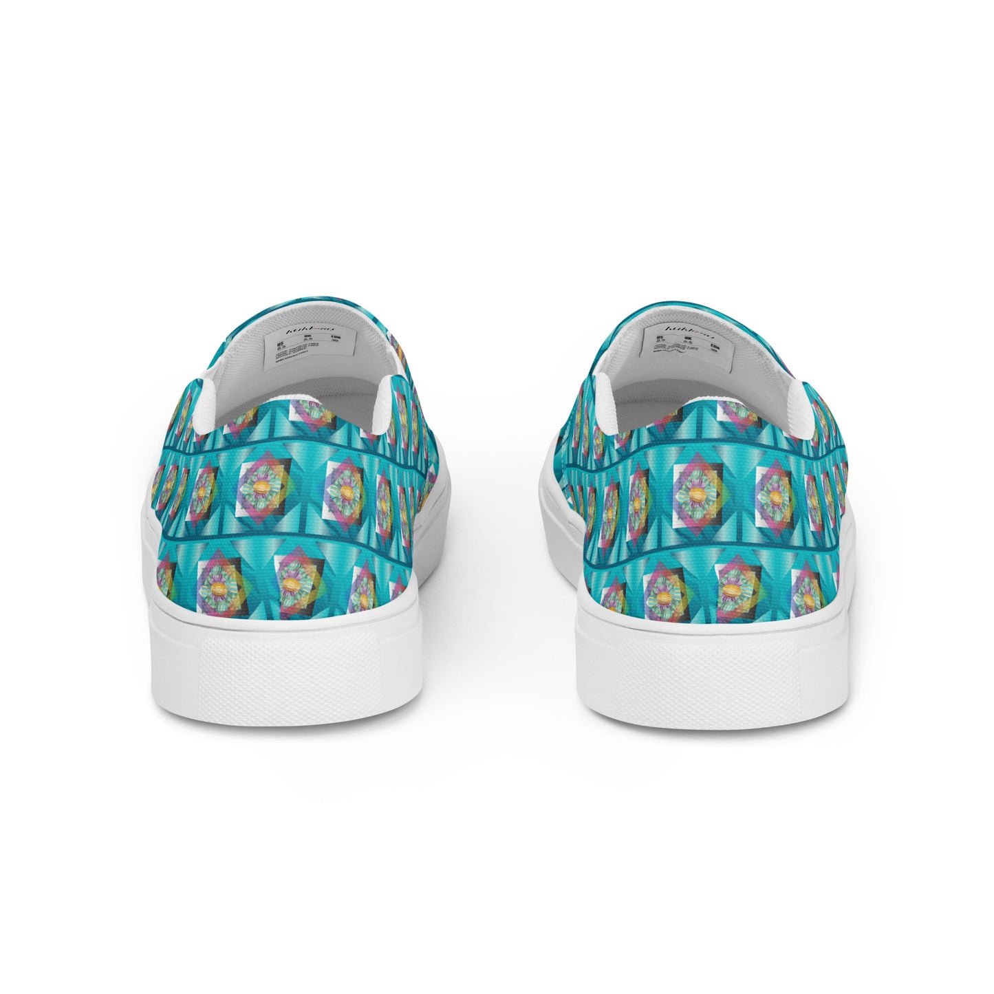 Women’s slip-on canvas shoes Kukloso Whimsical No 19 Aqua - Free Shipping