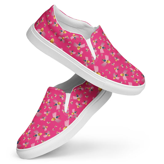 Women’s slip-on canvas shoes Kukloso Queen bee No 45 on Dark Pink - Free Shipping