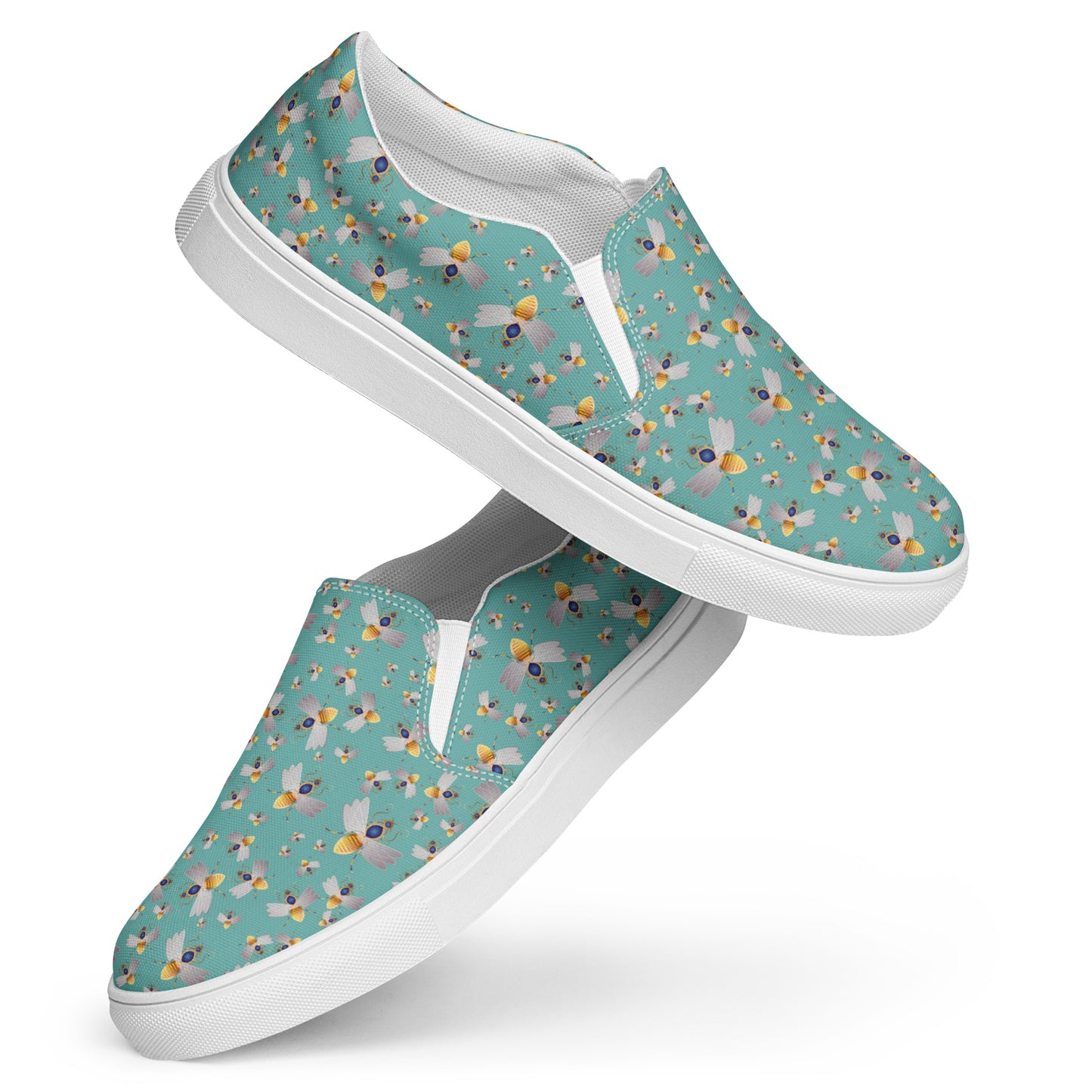 Women’s slip-on canvas shoes Kukloso Queen bee No 42 on Blue/Green - Free Shipping