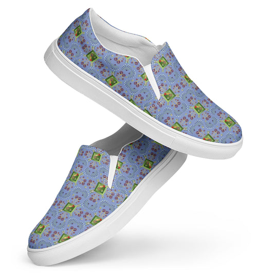 Women’s slip-on canvas shoes Kukloso Melange de fleur No 48 Blue - Free Shipping