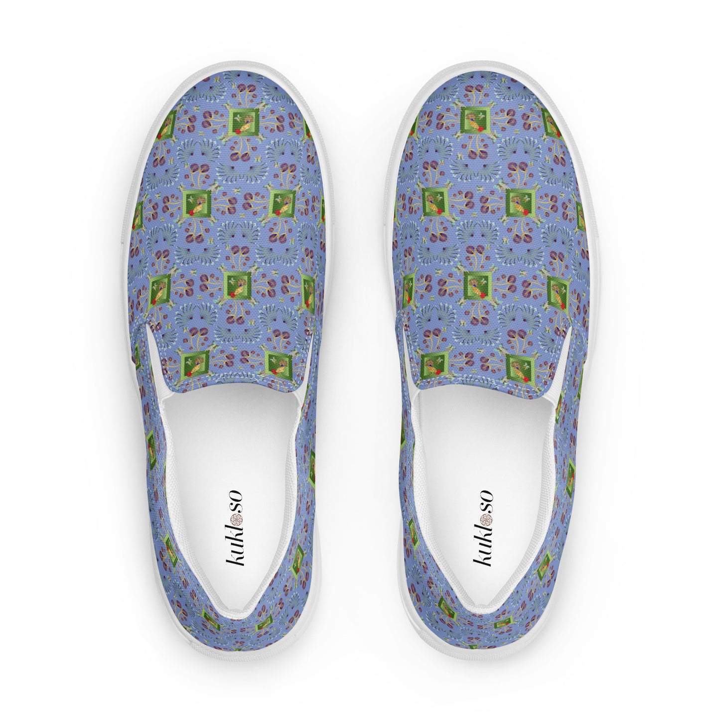 Women’s slip-on canvas shoes Kukloso Melange de fleur No 48 Blue - Free Shipping