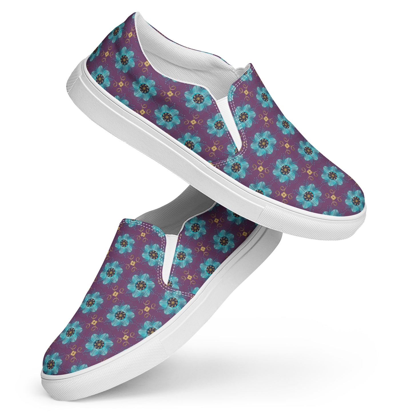 Women’s slip-on canvas shoes Kukloso Melange de fleur No 29 on Purple - Free Shipping