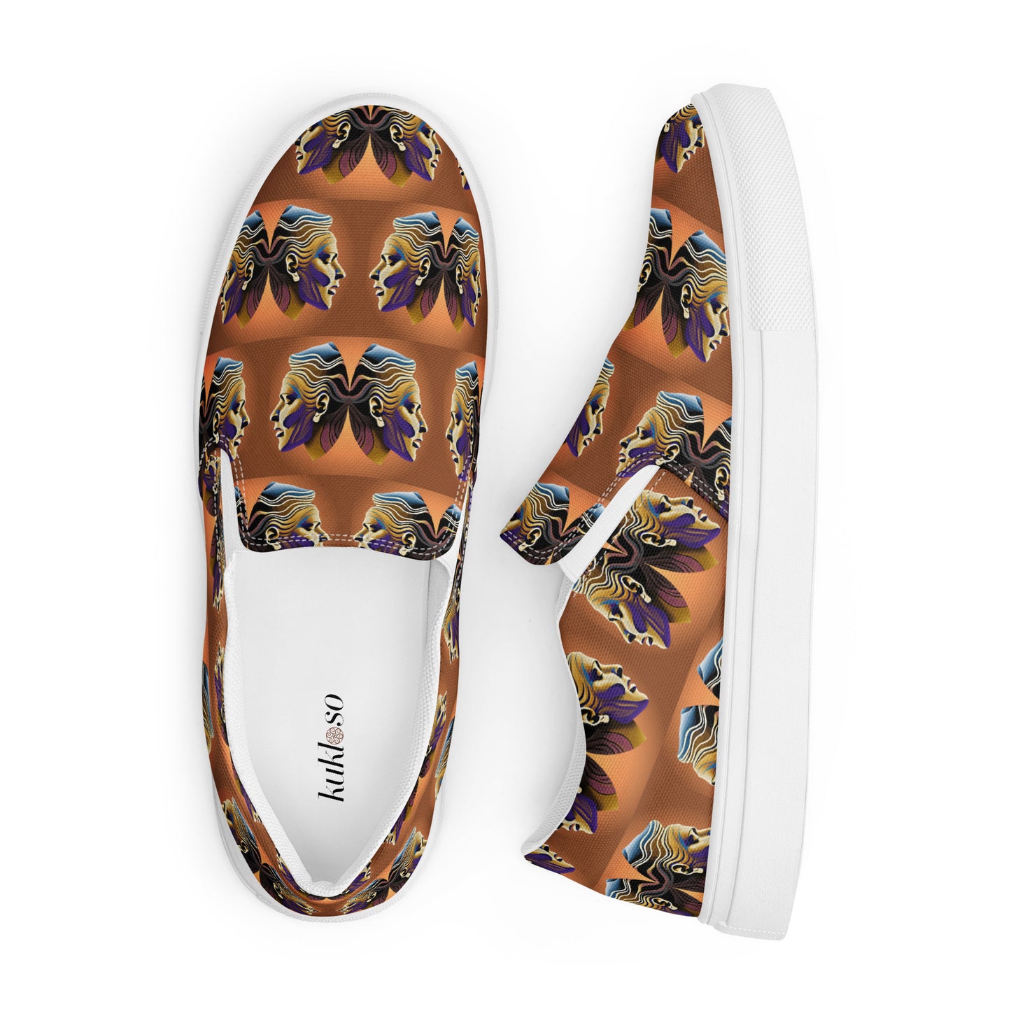 Women’s slip-on canvas shoes Kukloso Cubist Faces No 3 - Free Shipping