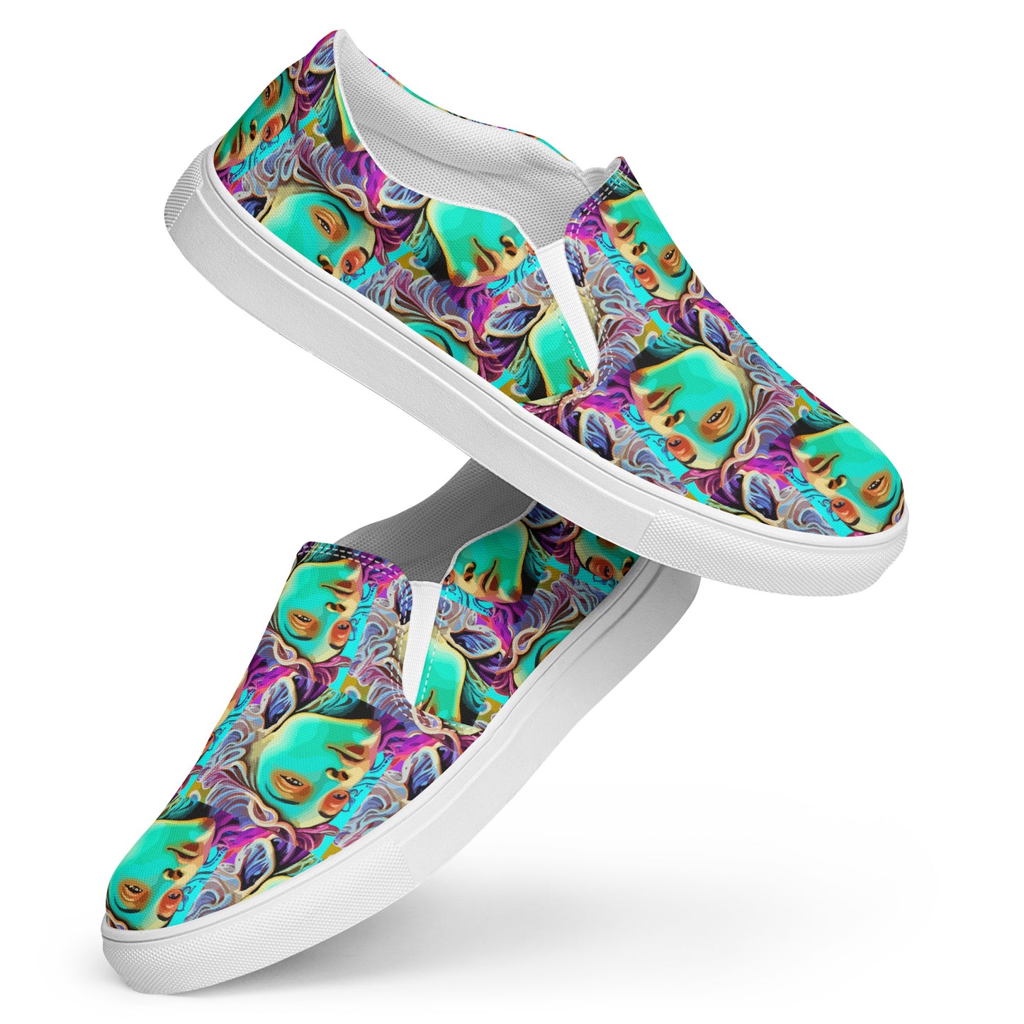 Women’s slip-on canvas shoes Kukloso Cubist Faces No 4 - Free Shipping