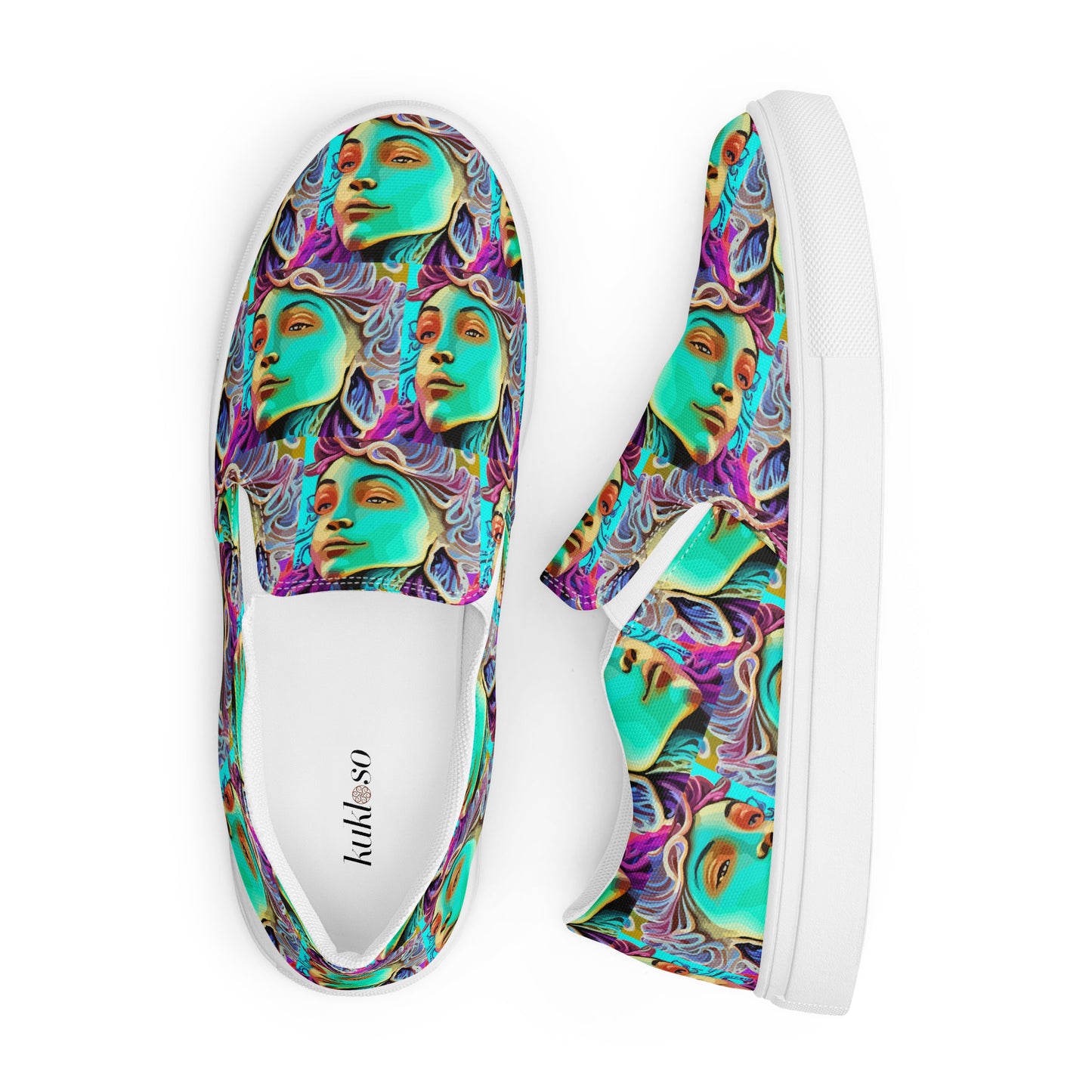 Women’s slip-on canvas shoes Kukloso Cubist Faces No 4 - Free Shipping