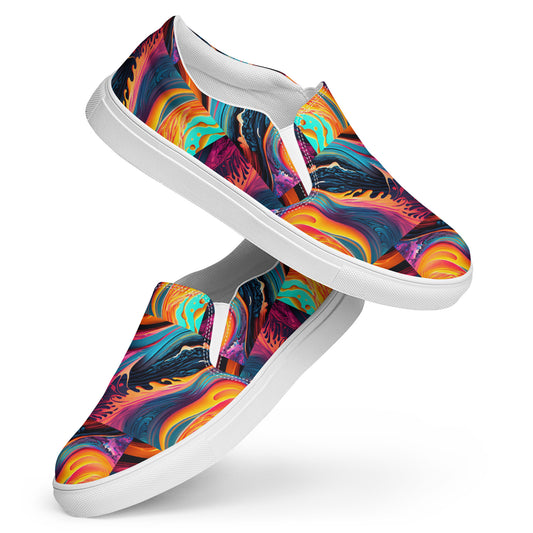 Women’s slip-on canvas shoes Kukloso Abstract No 1 Aqua/Blue - Free Shipping
