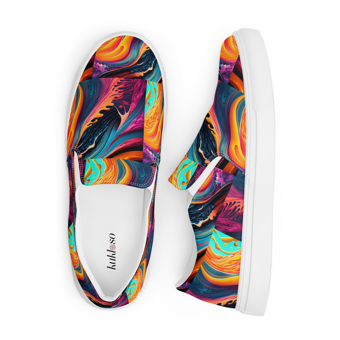 Women’s slip-on canvas shoes Kukloso Abstract No 1 Aqua/Blue - Free Shipping