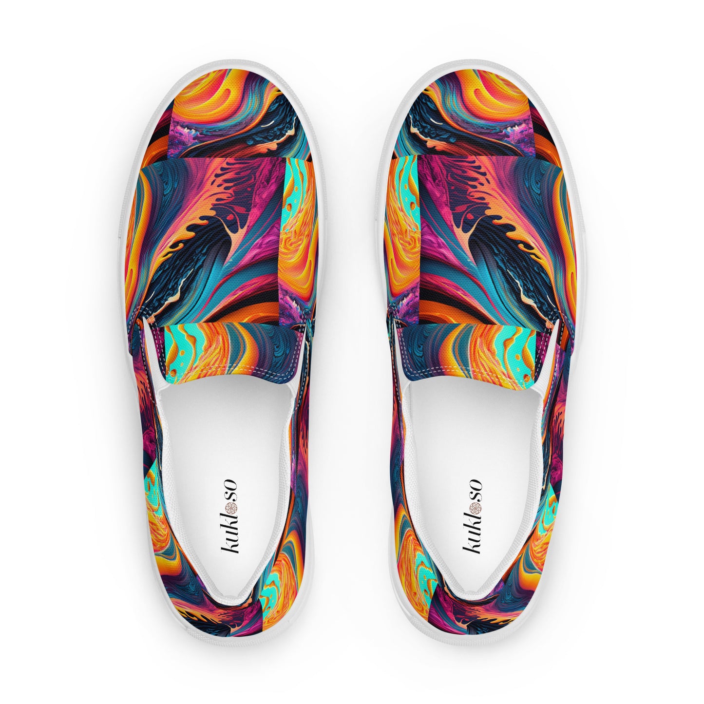 Women’s slip-on canvas shoes Kukloso Abstract No 1 Aqua/Blue - Free Shipping