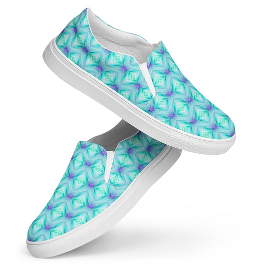 Women’s slip-on canvas shoes Kukloso Abstract No 2 Aqua/Blue - Free Shipping
