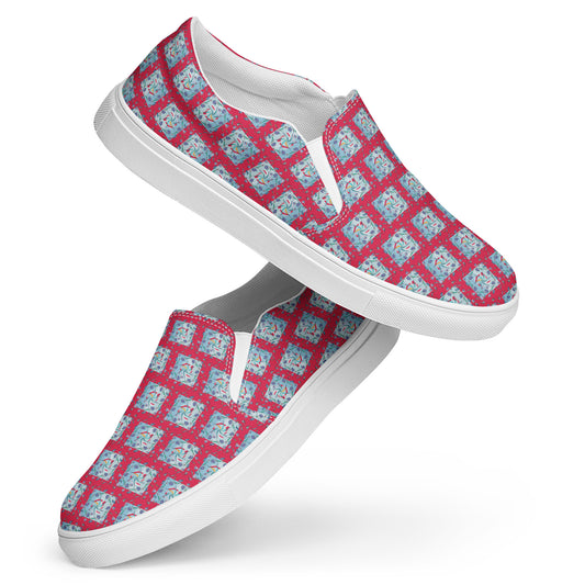 Women’s slip-on canvas shoes Kukloso Whimsical No 10 Dark Pink - Free Shipping