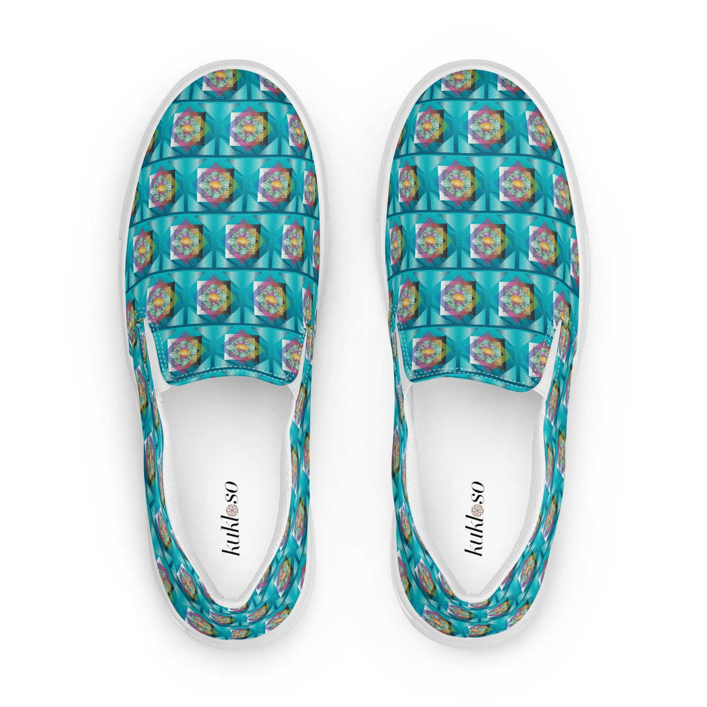 Women’s slip-on canvas shoes Kukloso Whimsical No 19 Aqua - Free Shipping