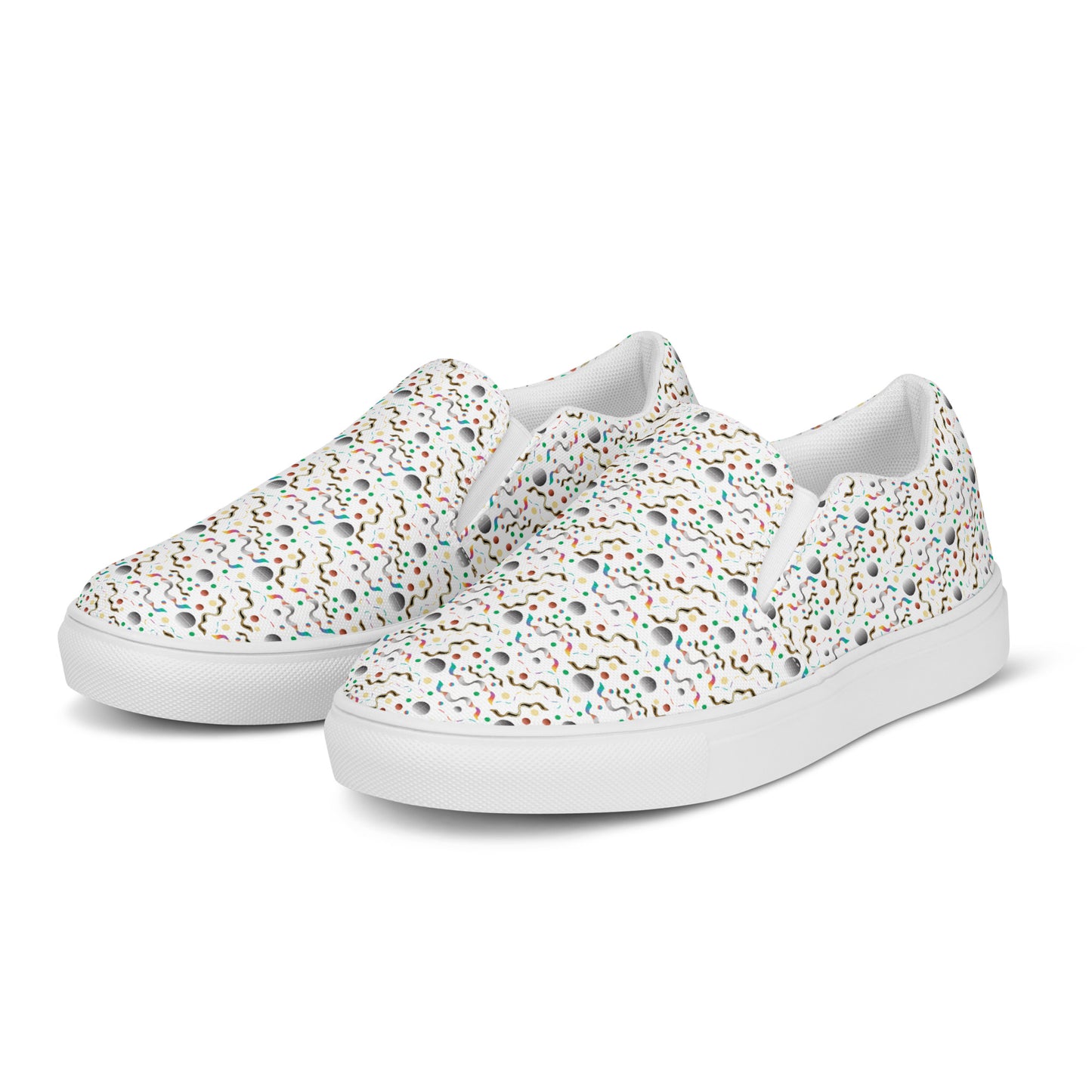 Women’s slip-on canvas shoes Kukloso Abstractical No 250 White - Free Shipping