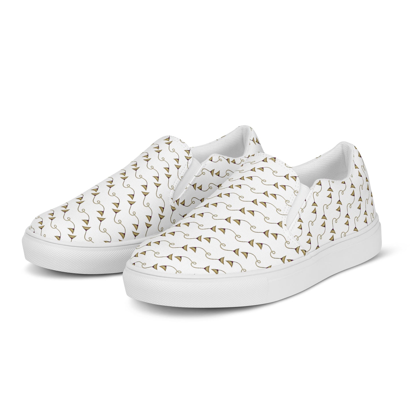 Women’s slip-on canvas shoes Kukloso Abstractical No 277 Gold, White - Free Shipping