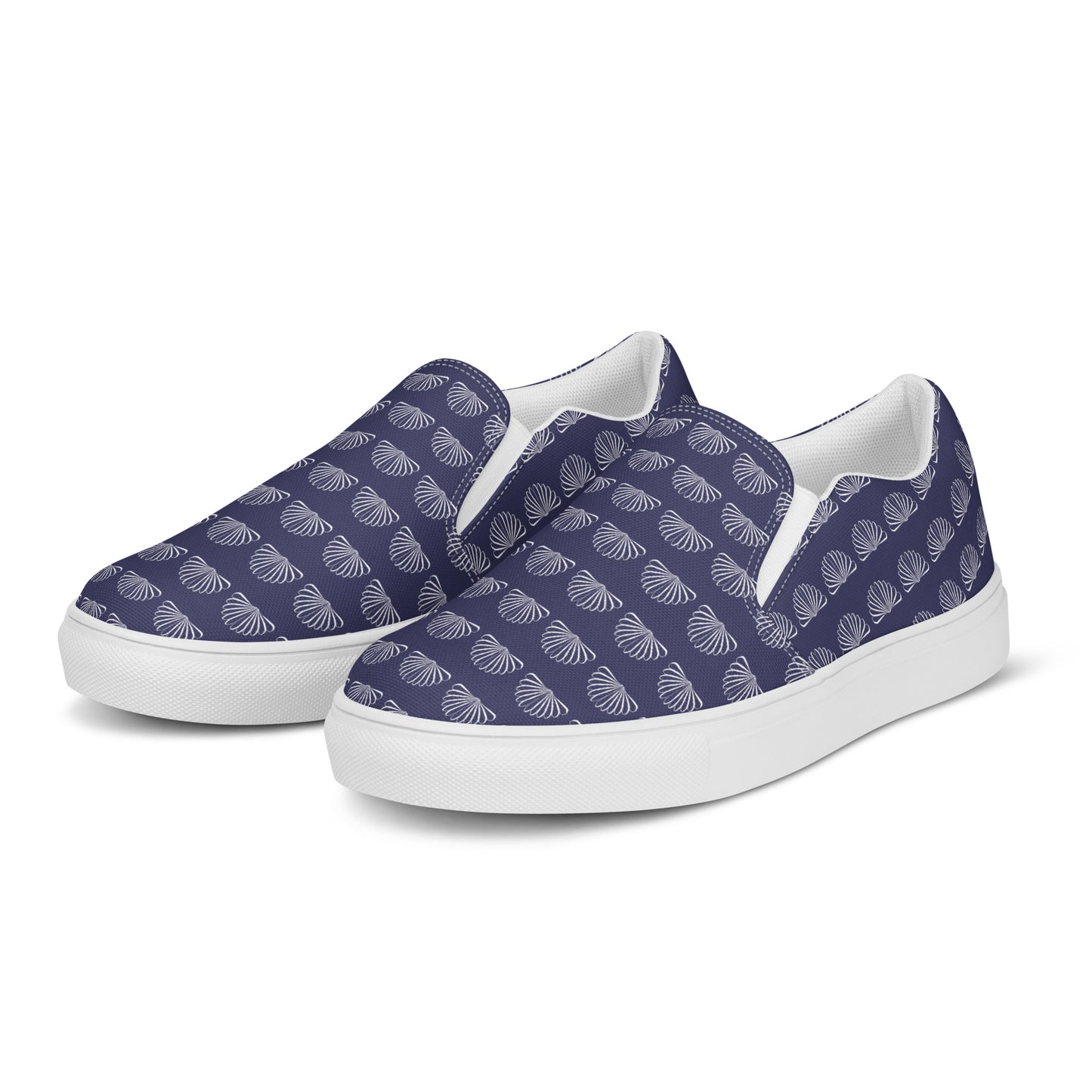 Women’s slip-on canvas shoes Kukloso Abstractical No 284 Shell Fans on Navy - Free Shipping