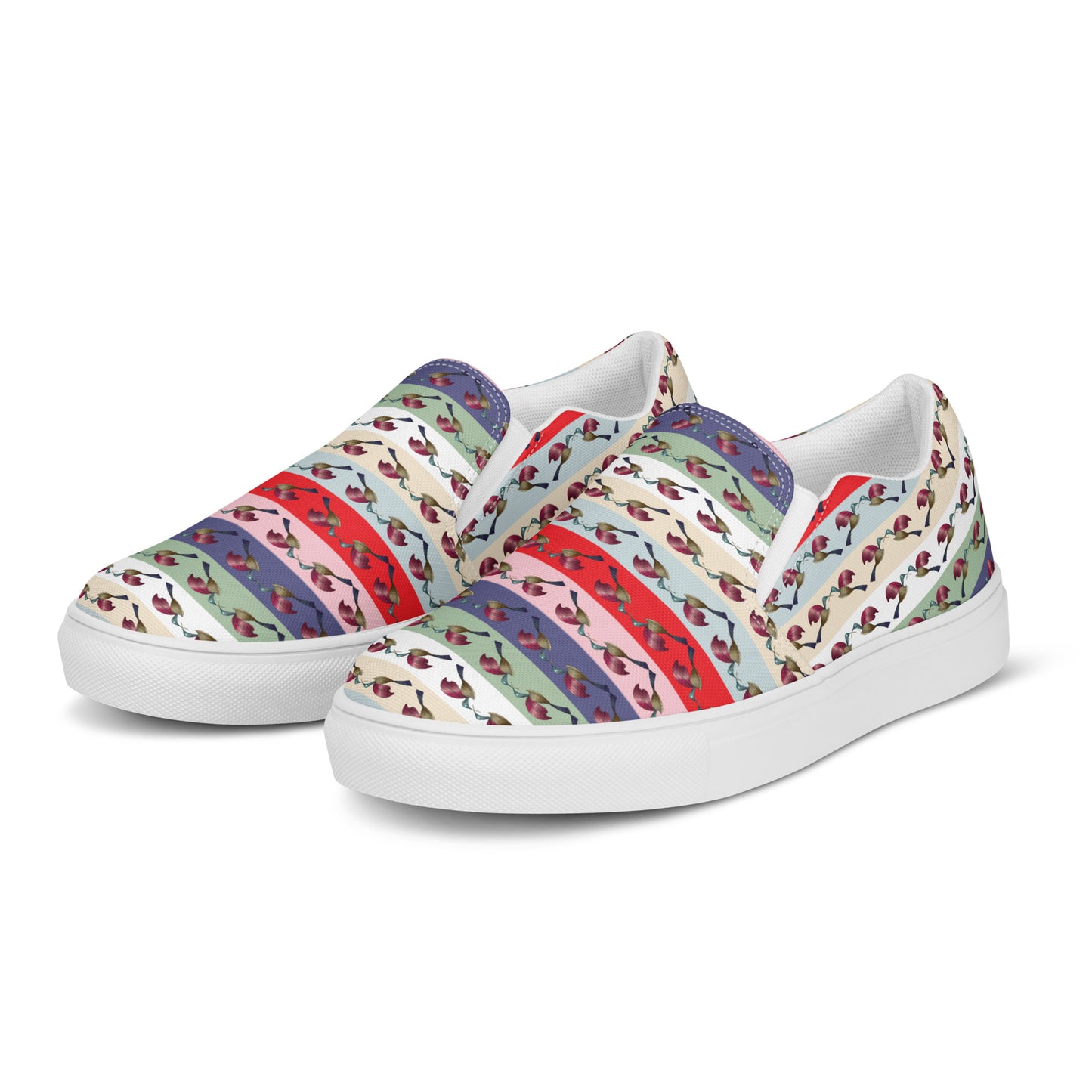 Women’s slip-on canvas shoes Kukloso FS Multicolor Hummingbird Stripes - Free Shipping