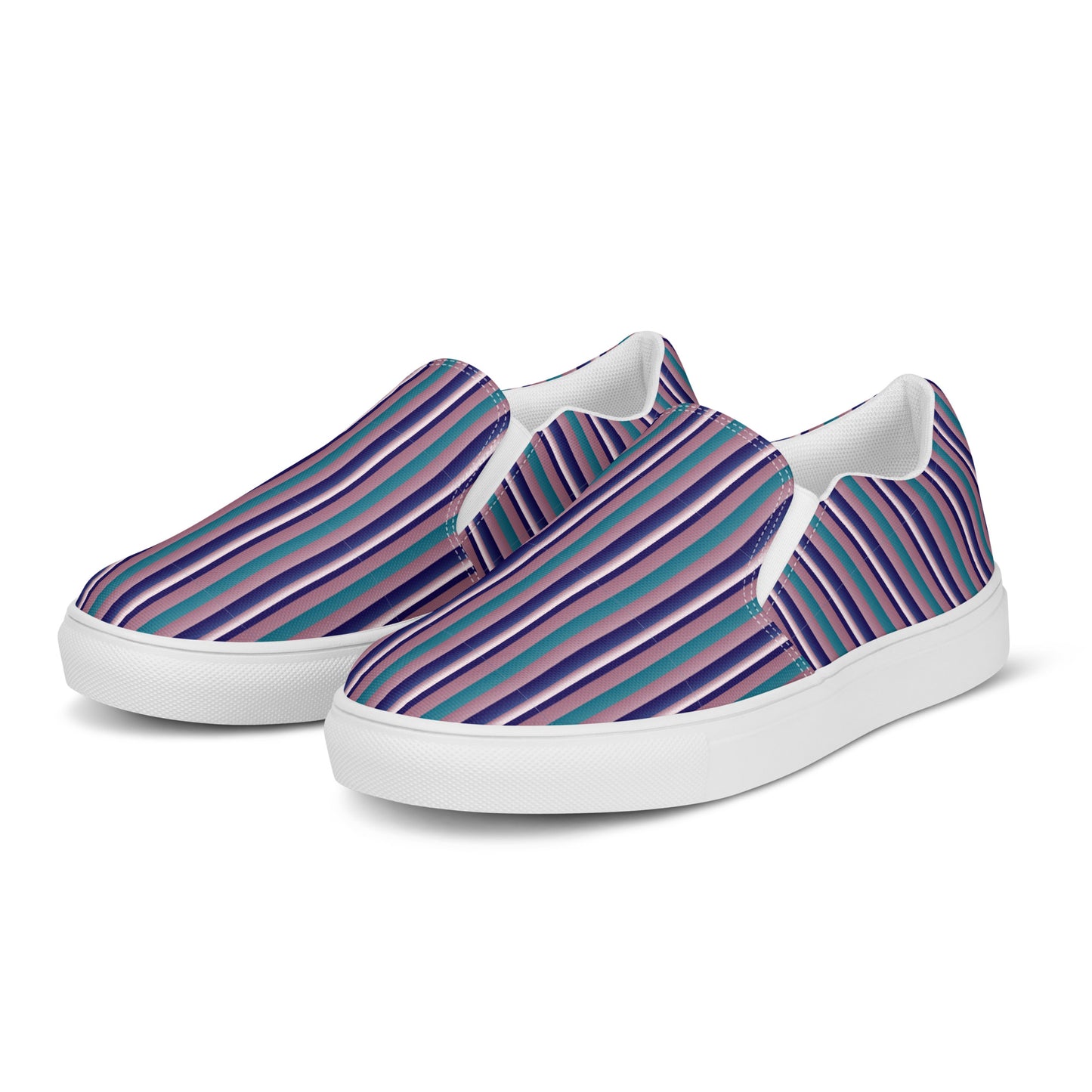 Women’s slip-on canvas shoes Kukloso FS Navy, Aqua, Pink Stripes - Free Shipping