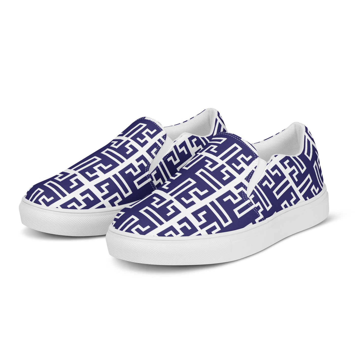 Women’s slip-on canvas shoes Kukloso Greek Border No 54 Navy - Free Shipping