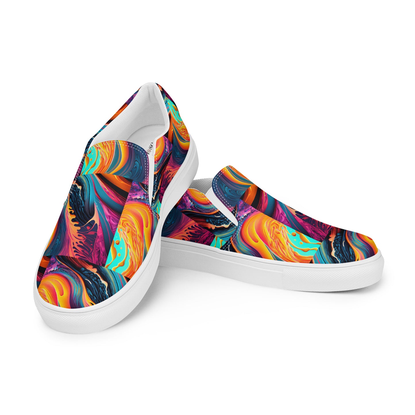 Women’s slip-on canvas shoes Kukloso Abstract No 1 Aqua/Blue - Free Shipping