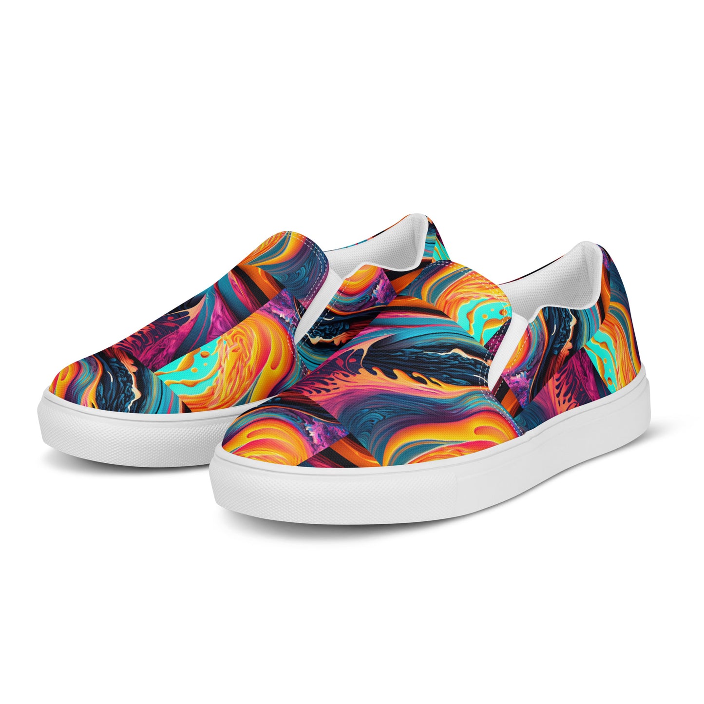 Women’s slip-on canvas shoes Kukloso Abstract No 1 Aqua/Blue - Free Shipping