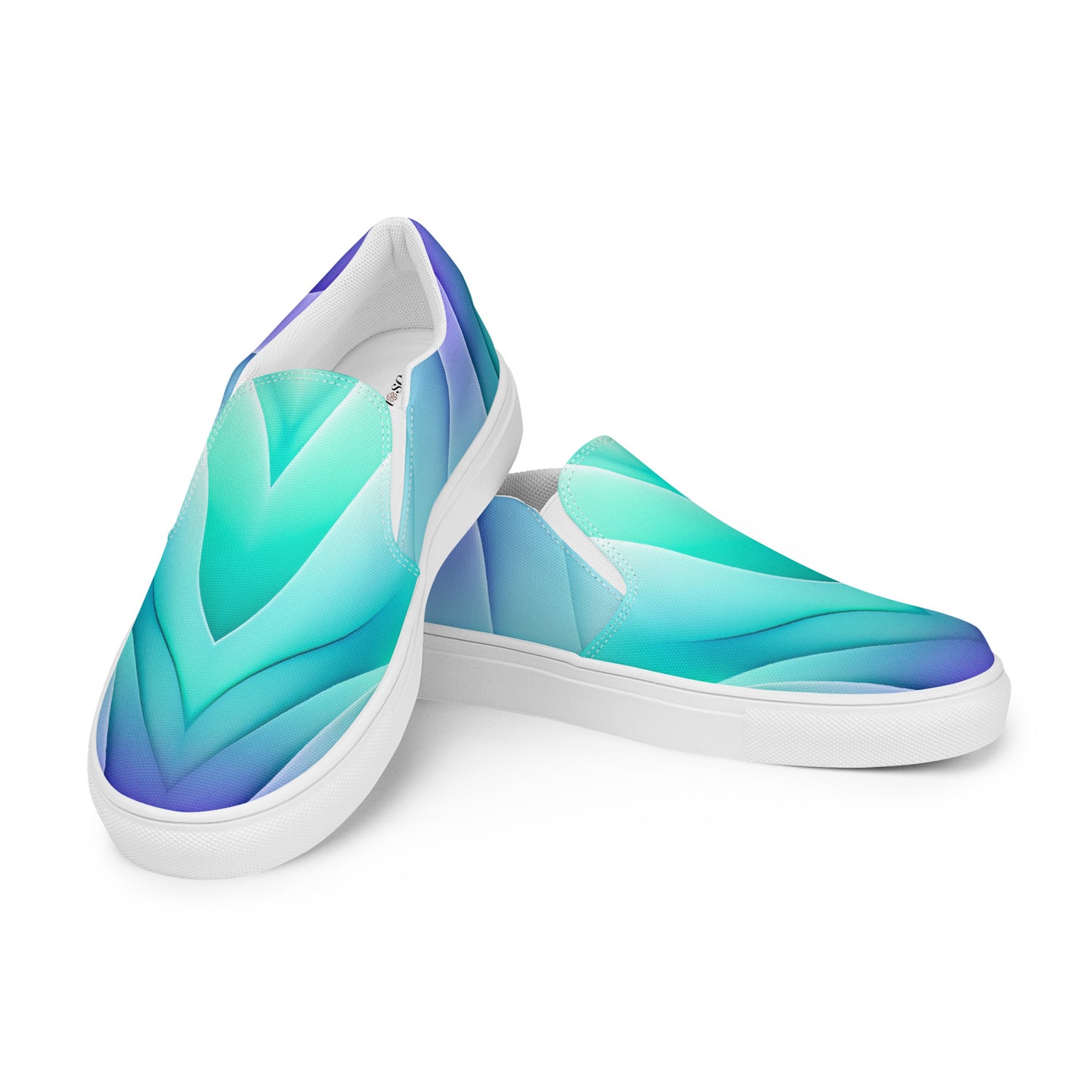 Women’s slip-on canvas shoes Kukloso Abstract No 3 Aqua/Blue - Free Shipping