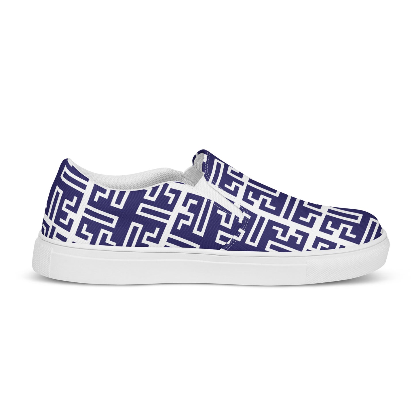 Women’s slip-on canvas shoes Kukloso Greek Border No 54 Navy - Free Shipping