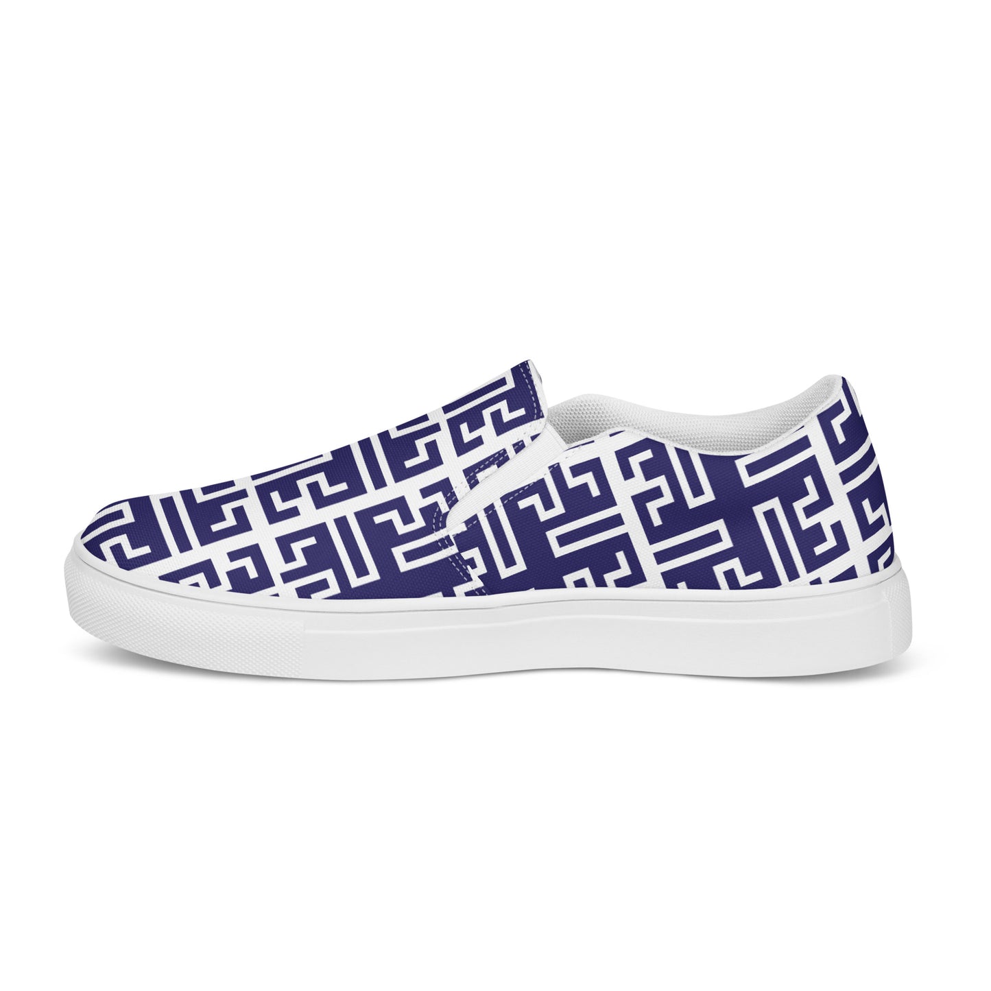 Women’s slip-on canvas shoes Kukloso Greek Border No 54 Navy - Free Shipping