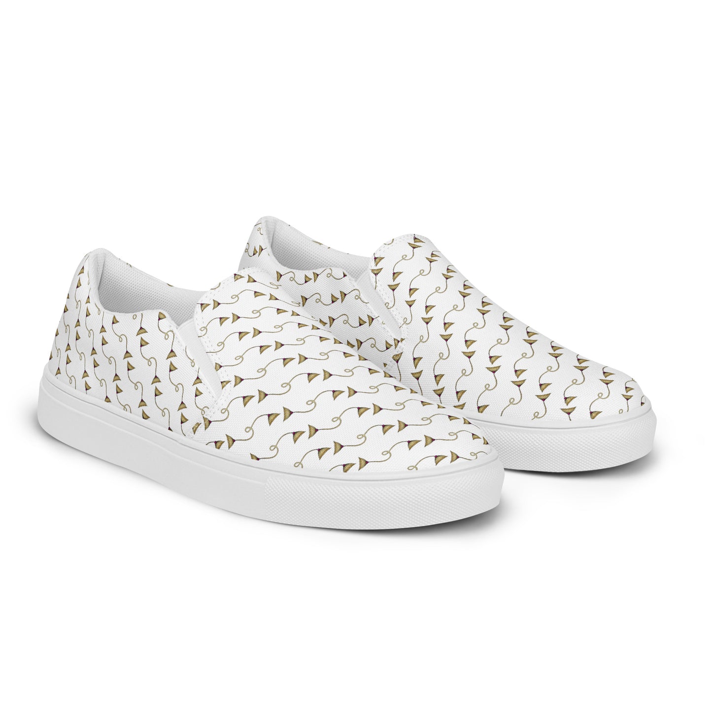 Women’s slip-on canvas shoes Kukloso Abstractical No 277 Gold, White - Free Shipping