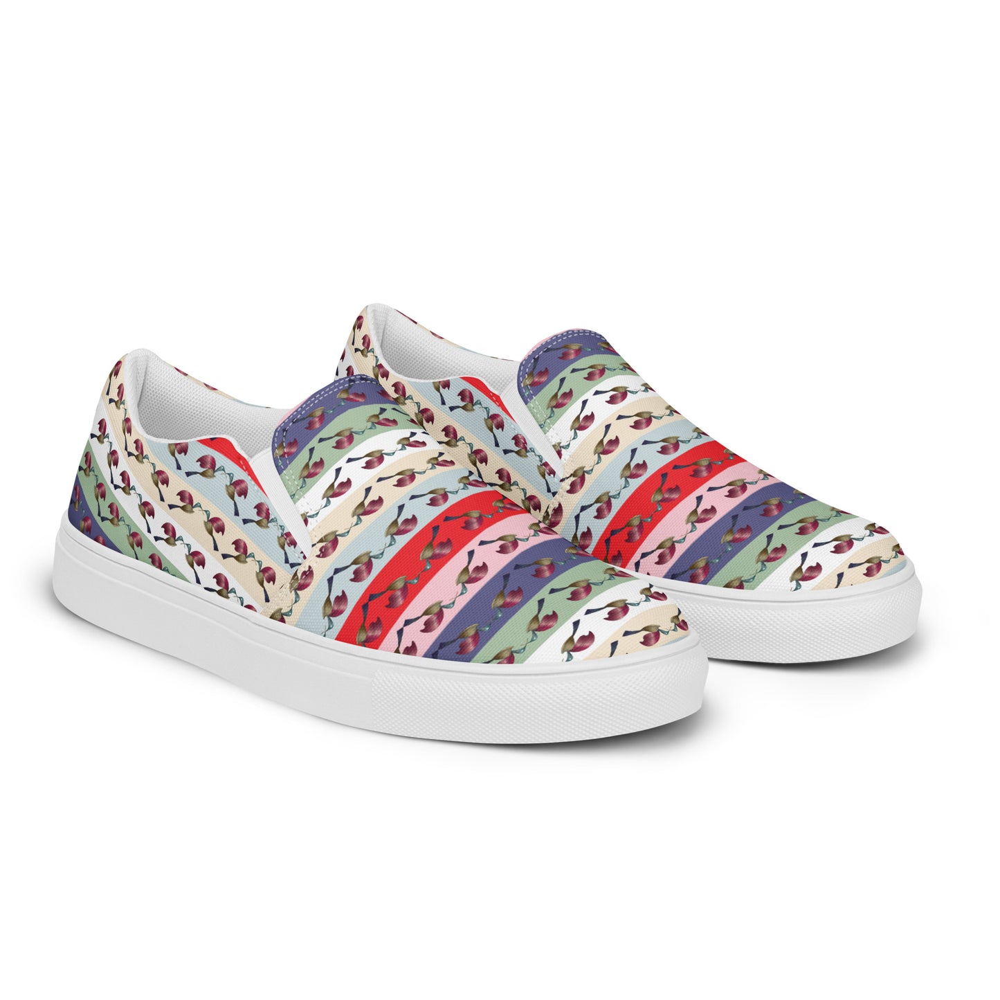 Women’s slip-on canvas shoes Kukloso FS Multicolor Hummingbird Stripes - Free Shipping