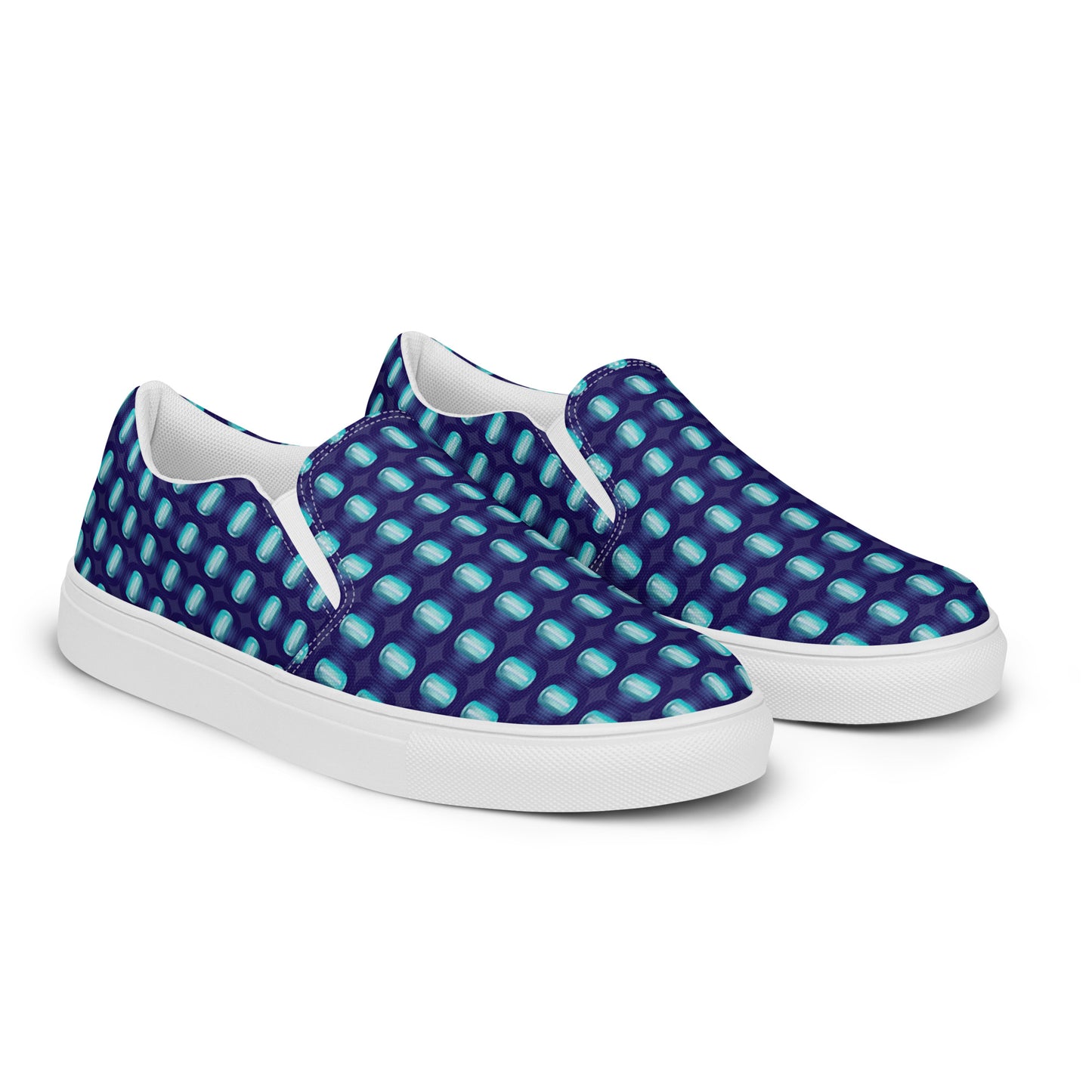 Women’s slip-on canvas shoes Kukloso Fleurons No 36 Aqua/Navy - Free Shipping