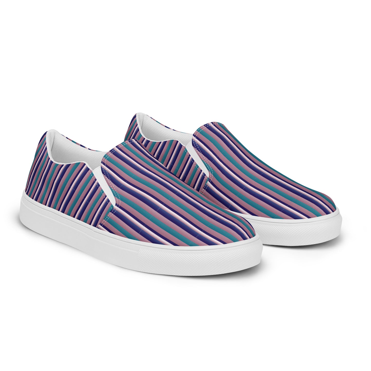 Women’s slip-on canvas shoes Kukloso FS Navy, Aqua, Pink Stripes - Free Shipping