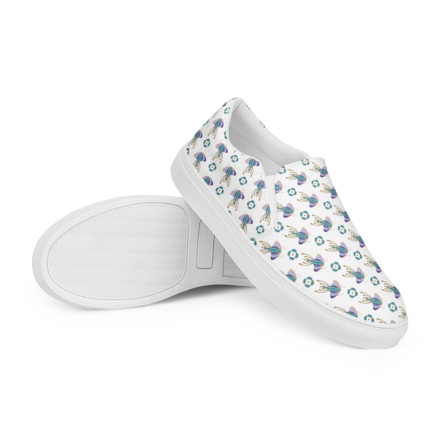 Women’s slip-on canvas shoes Kukloso My Favorite Moth on White - Free Shipping